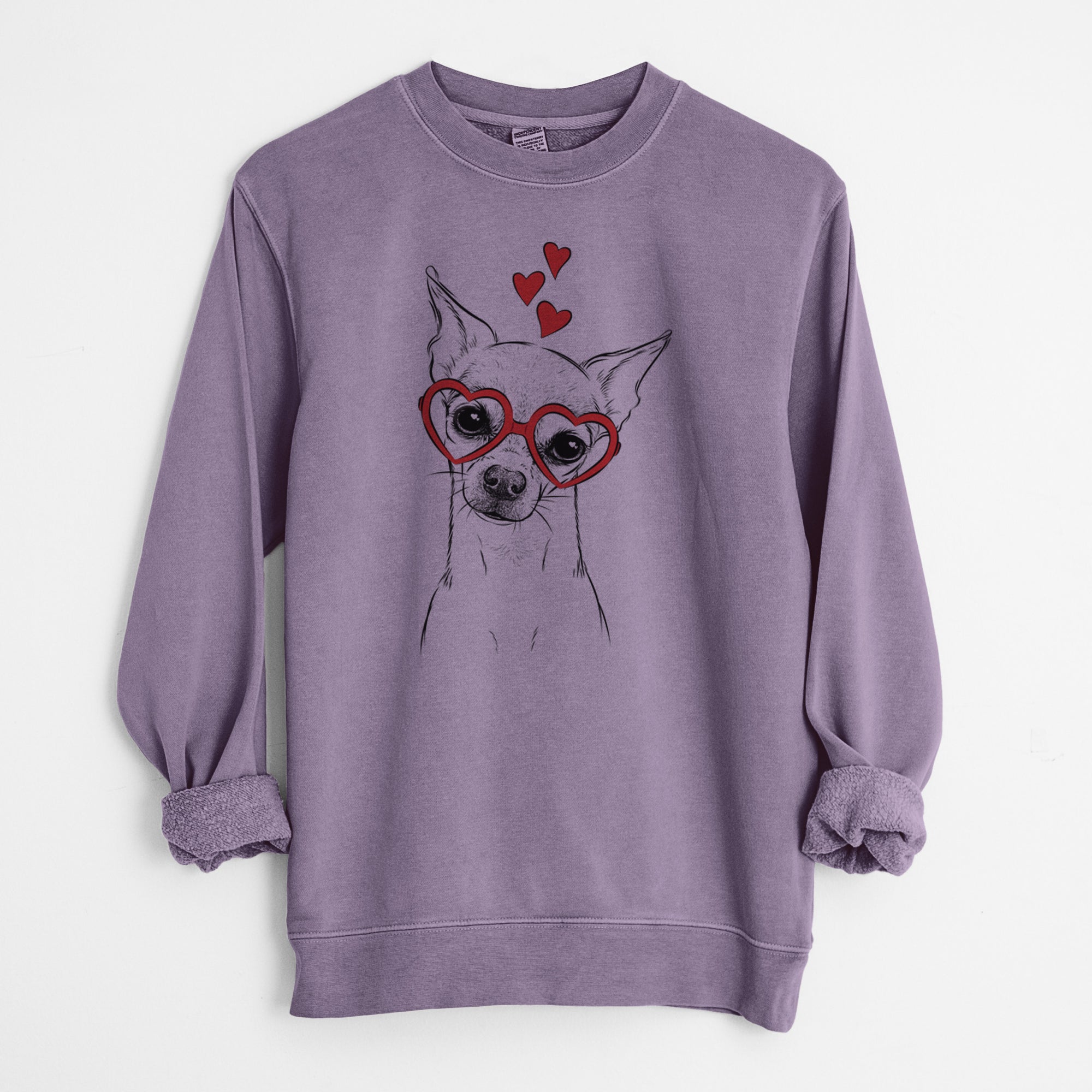 Valentine Emee the Chihuahua - Unisex Pigment Dyed Crew Sweatshirt