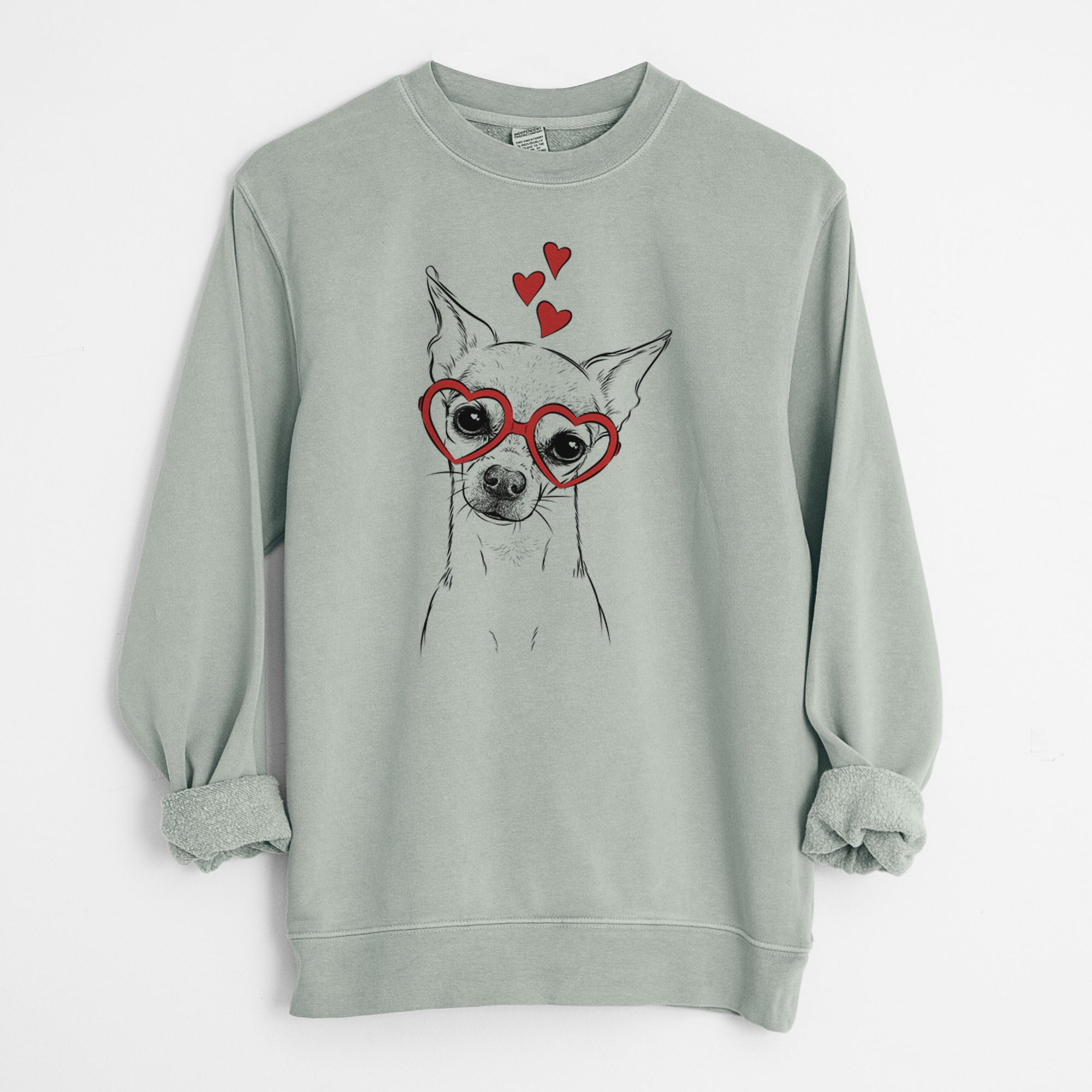 Valentine Emee the Chihuahua - Unisex Pigment Dyed Crew Sweatshirt