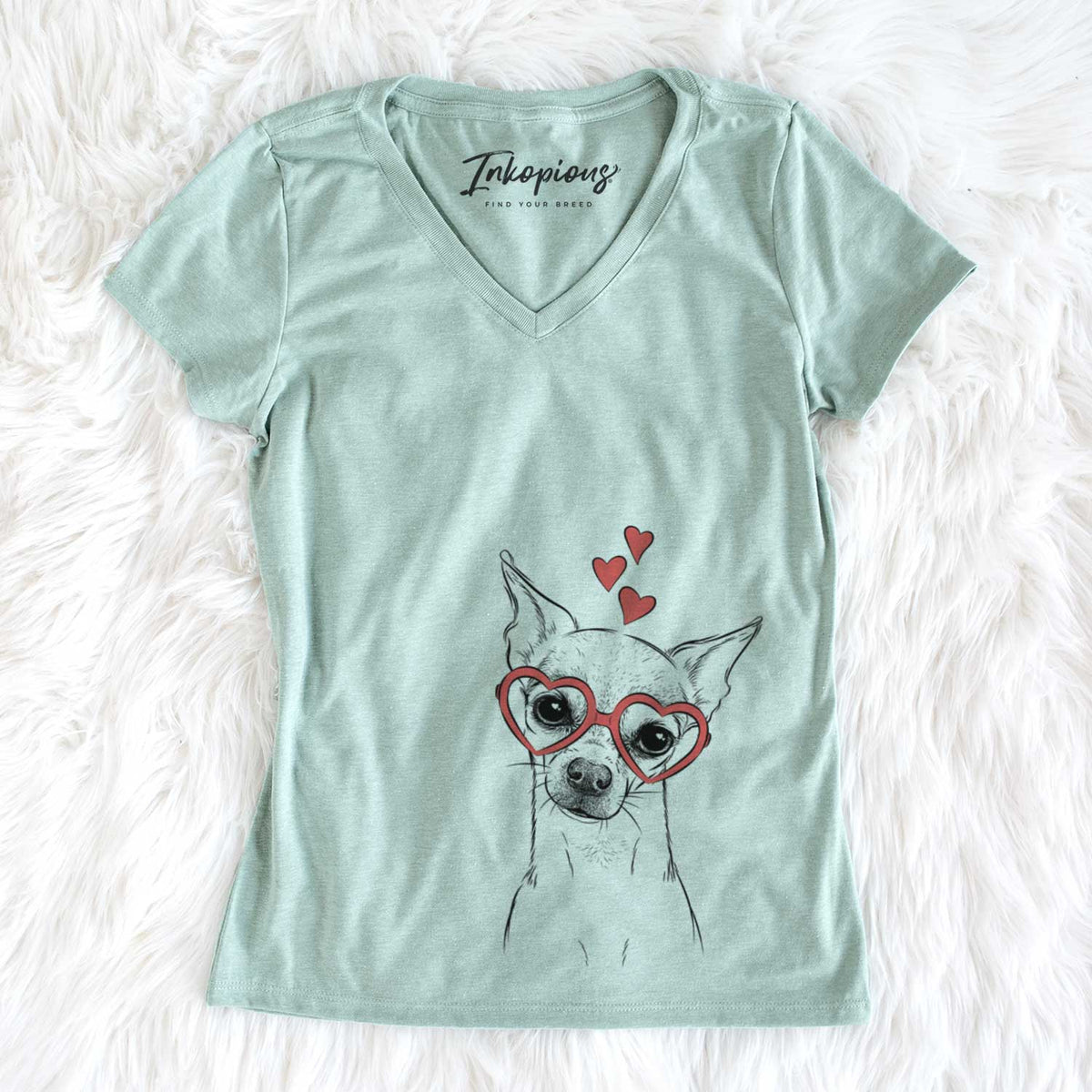 Valentine Emee the Chihuahua - Women&#39;s V-neck Shirt