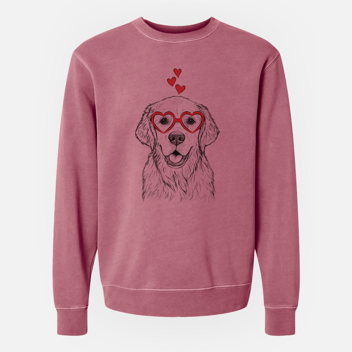 Valentine Emma the Golden Retriever - Unisex Pigment Dyed Crew Sweatshirt