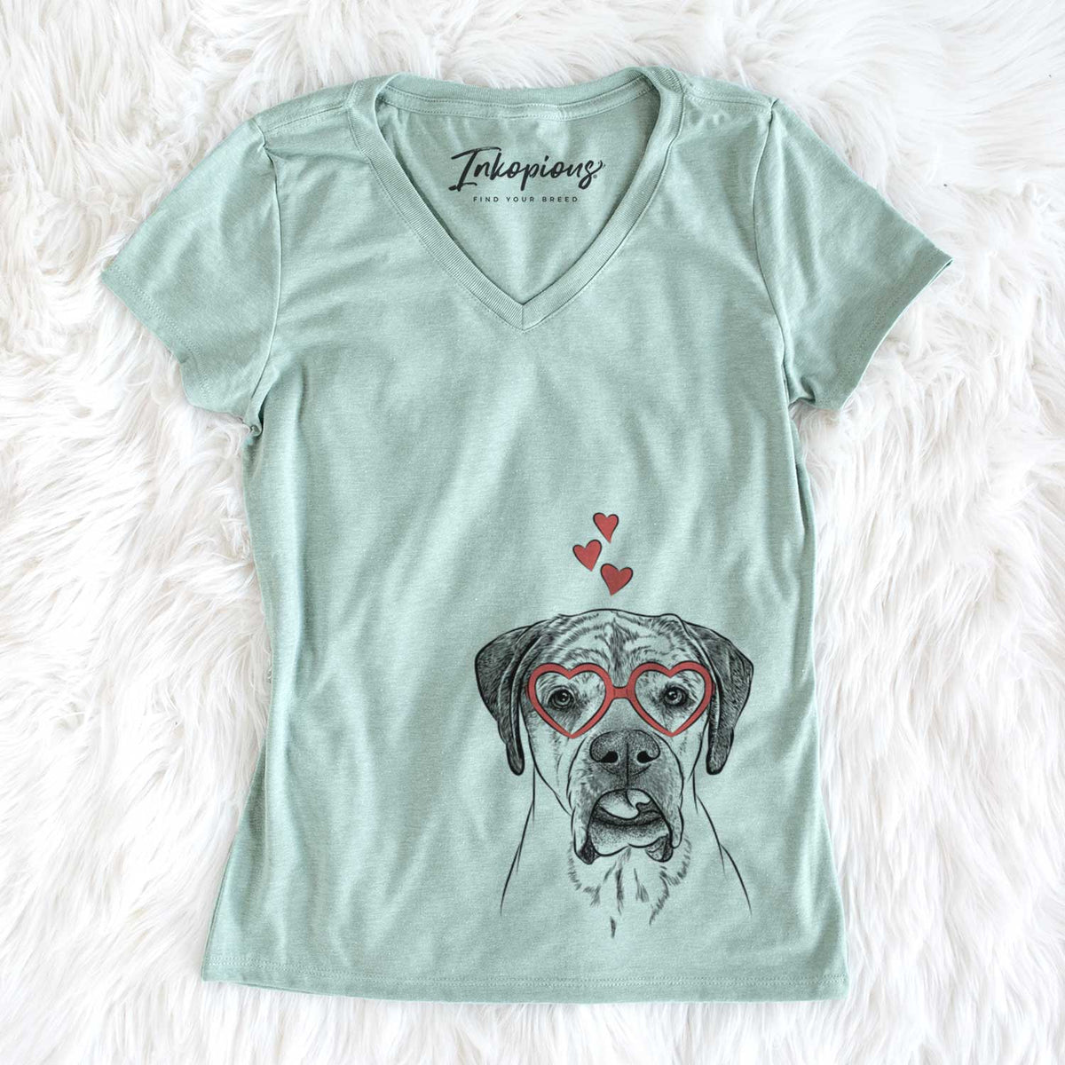 Valentine Emma the English Mastiff - Women&#39;s V-neck Shirt