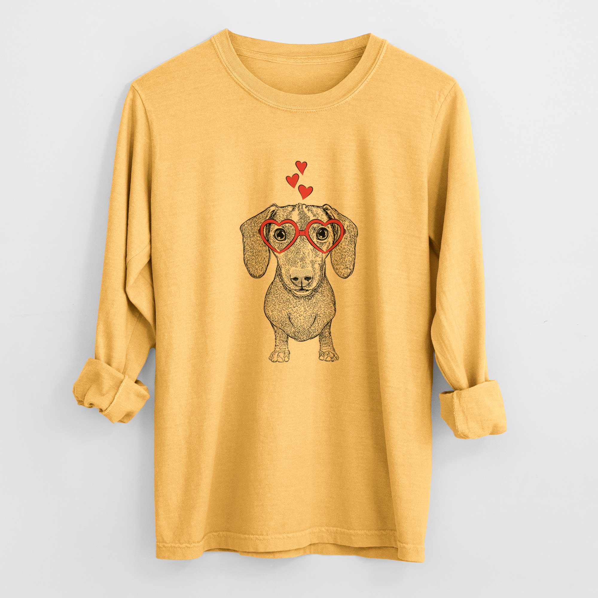 Valentine Ernie the Mini Dachshund - Heavyweight 100% Cotton Long Sleeve