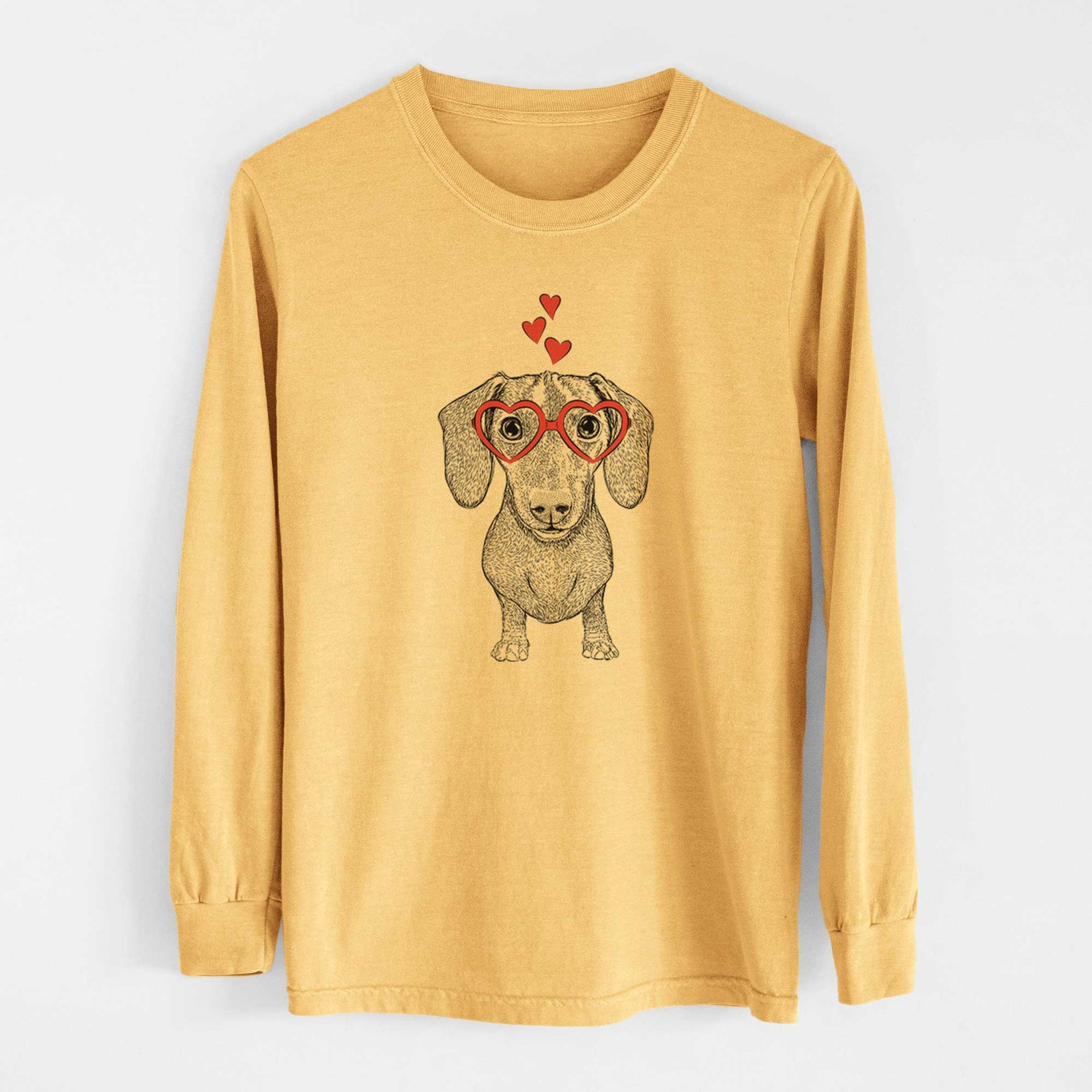Valentine Ernie the Mini Dachshund - Heavyweight 100% Cotton Long Sleeve