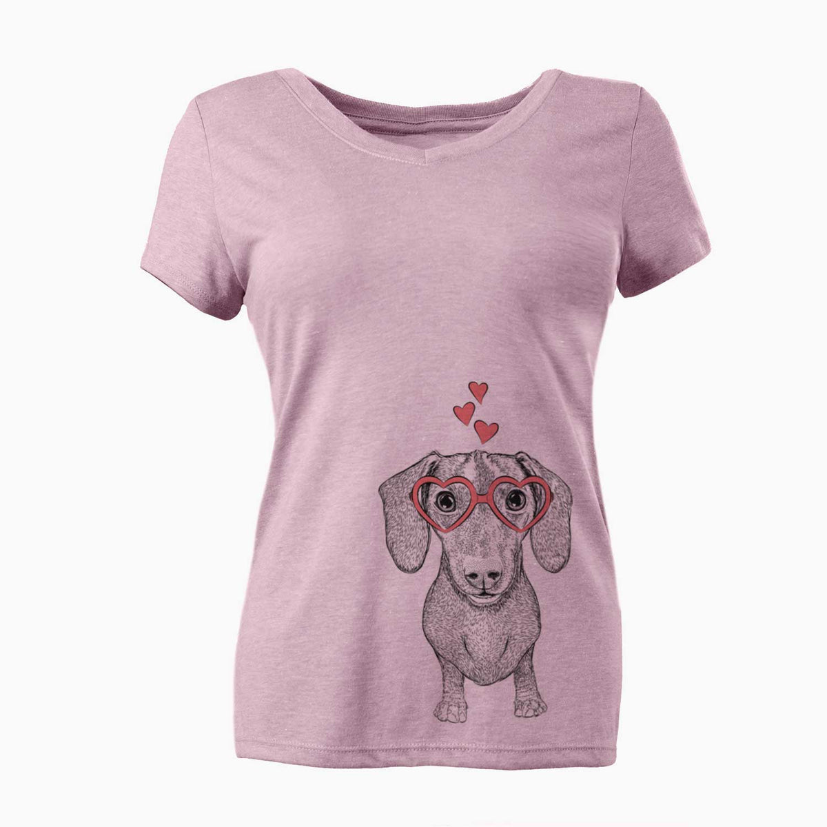 Valentine Ernie the Mini Dachshund - Women's V-neck Shirt
