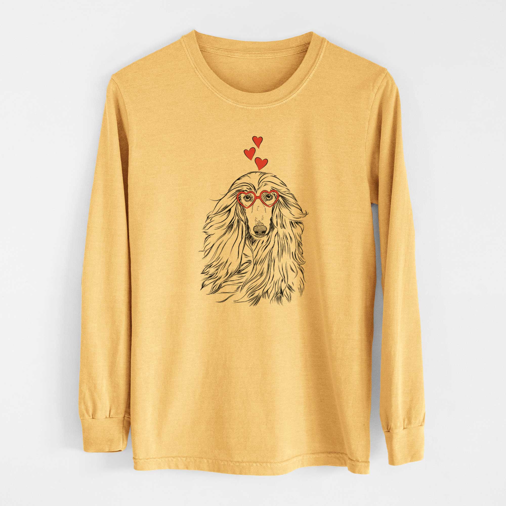 Valentine Fabio the Afghan Hound - Heavyweight 100% Cotton Long Sleeve