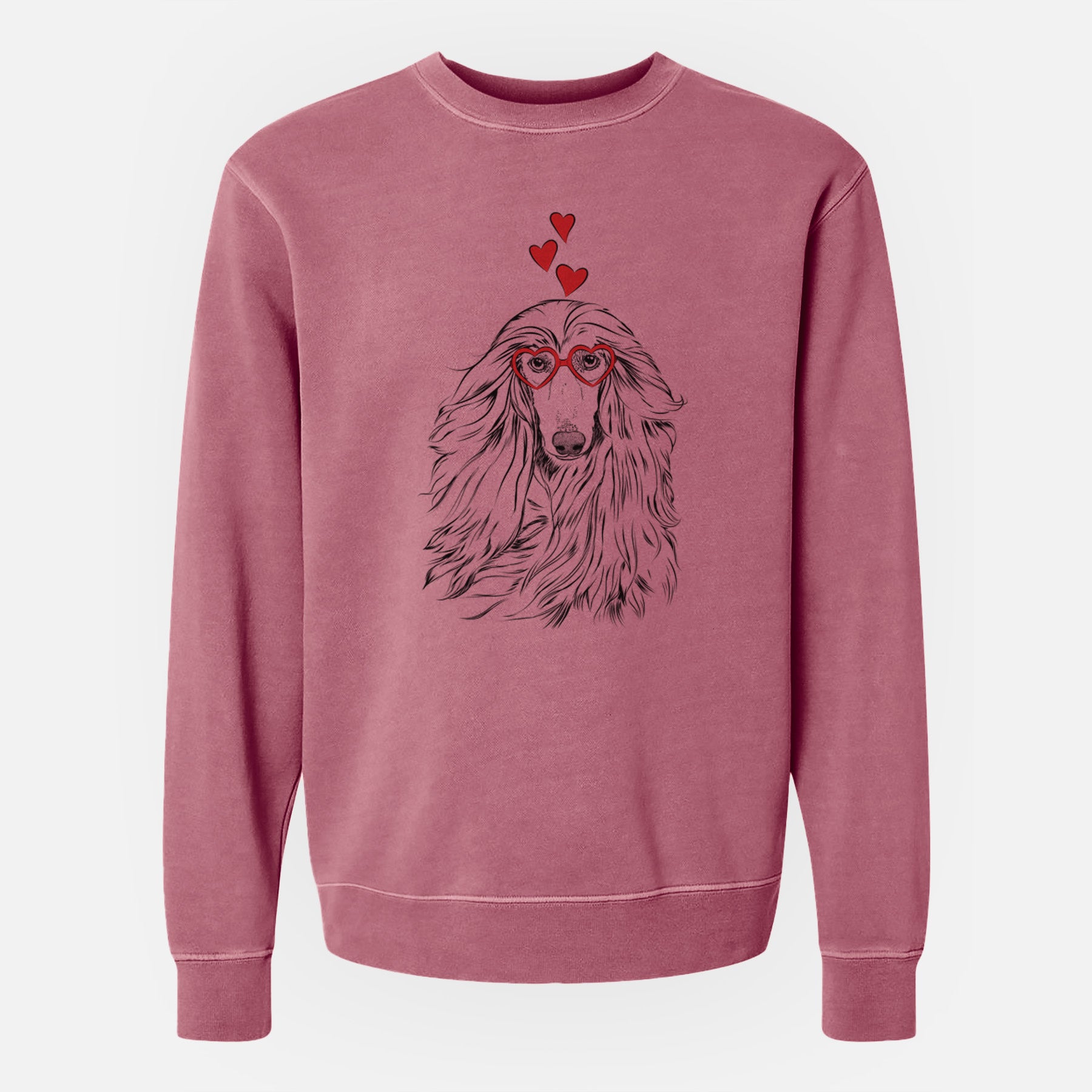 Valentine Fabio the Afghan Hound - Unisex Pigment Dyed Crew Sweatshirt