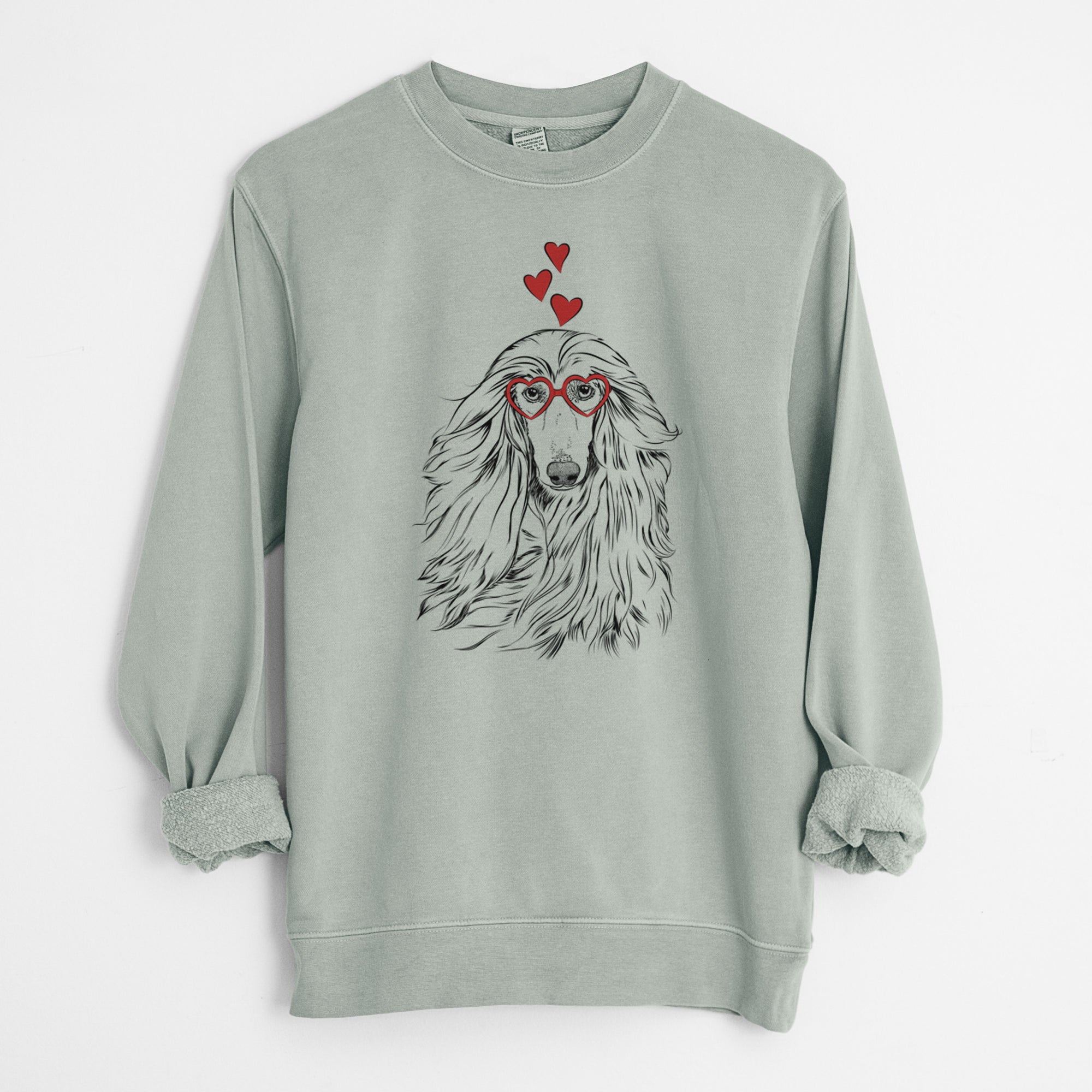 Valentine Fabio the Afghan Hound - Unisex Pigment Dyed Crew Sweatshirt