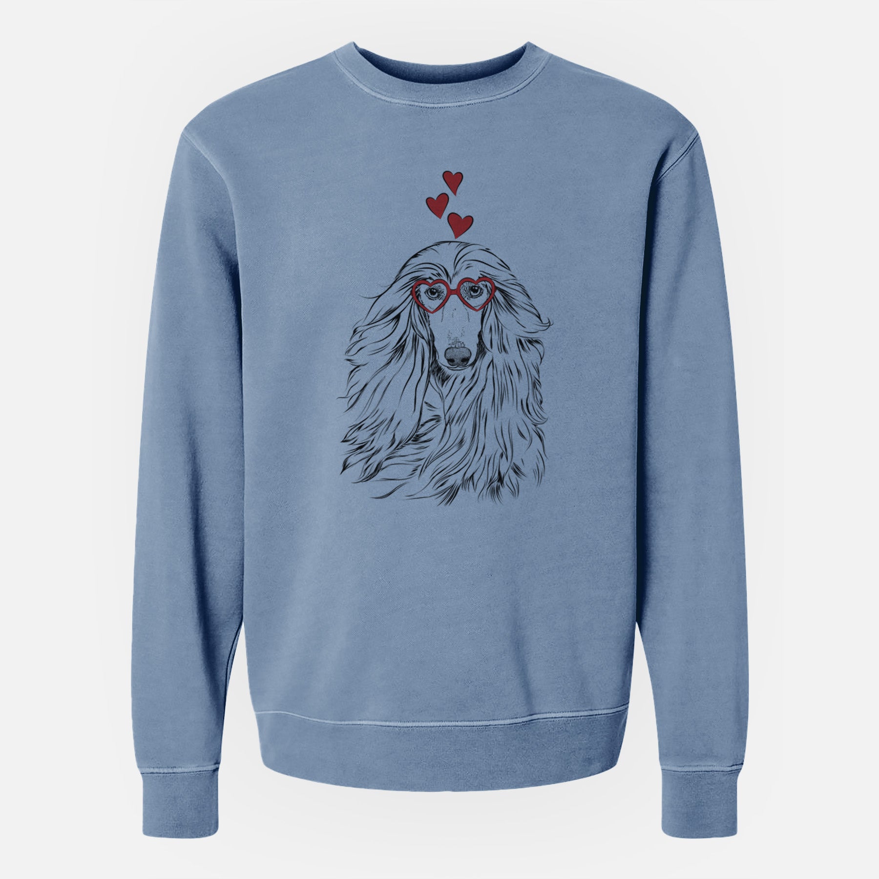 Valentine Fabio the Afghan Hound - Unisex Pigment Dyed Crew Sweatshirt