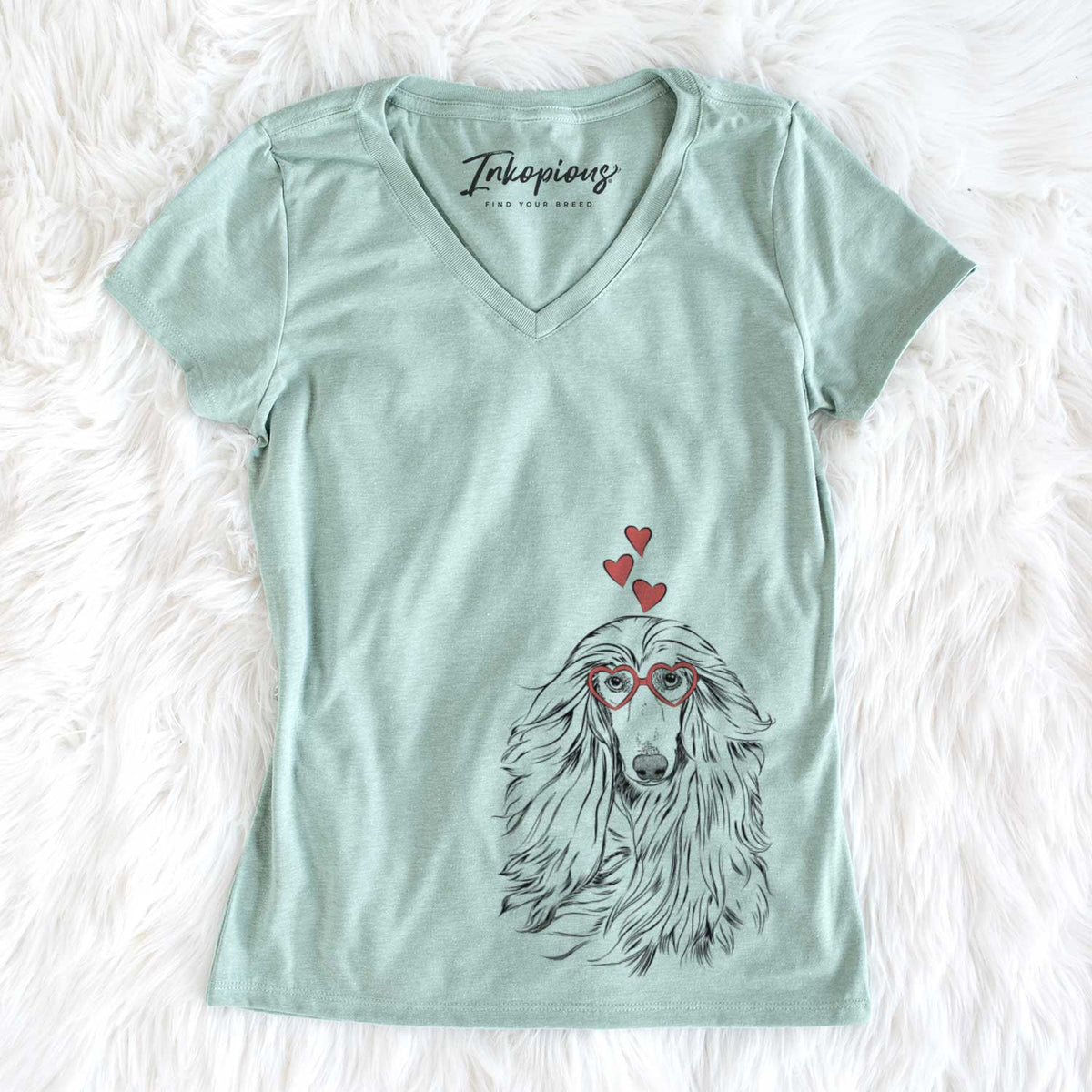 Valentine Fabio the Afghan Hound - Women&#39;s V-neck Shirt