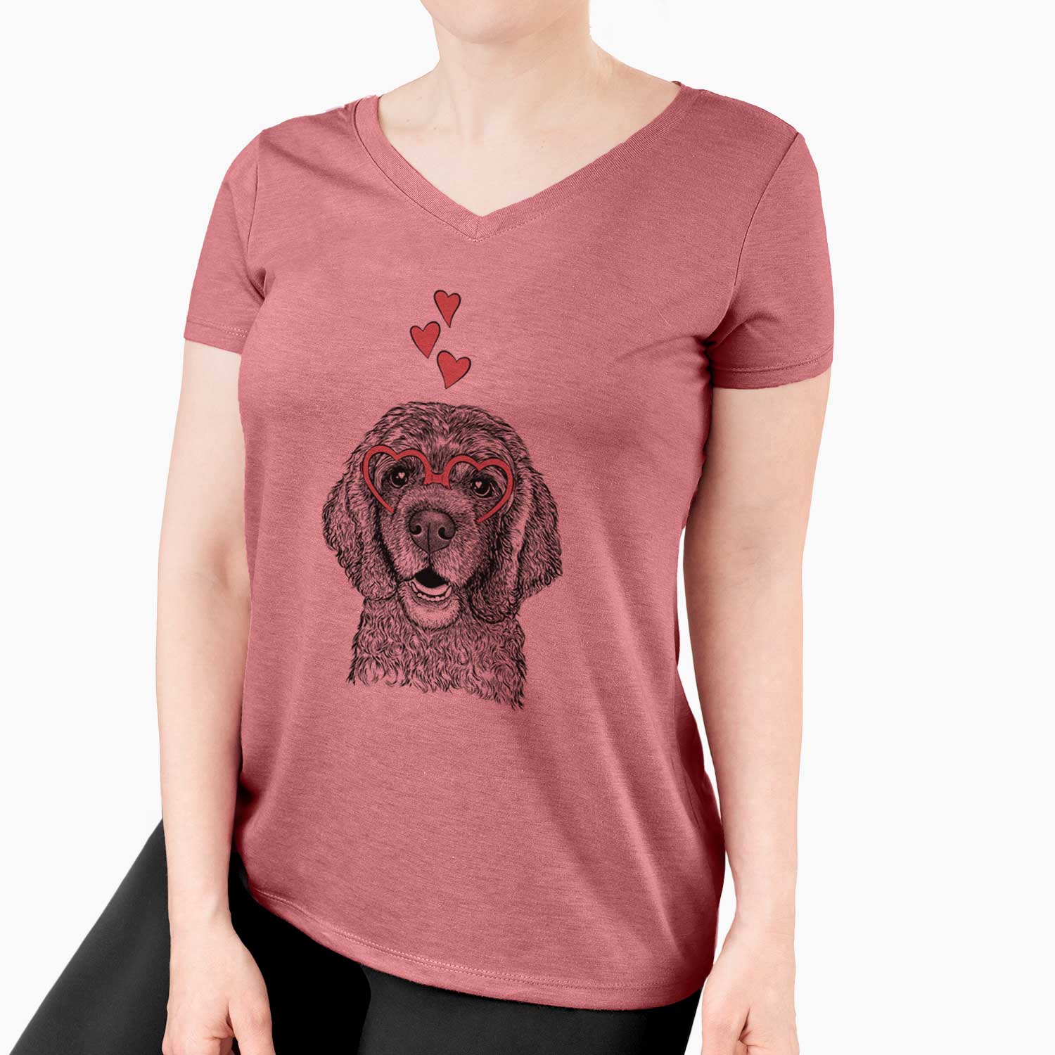 Valentine Fannie Mae the Cocker Spaniel - Women's V-neck Shirt