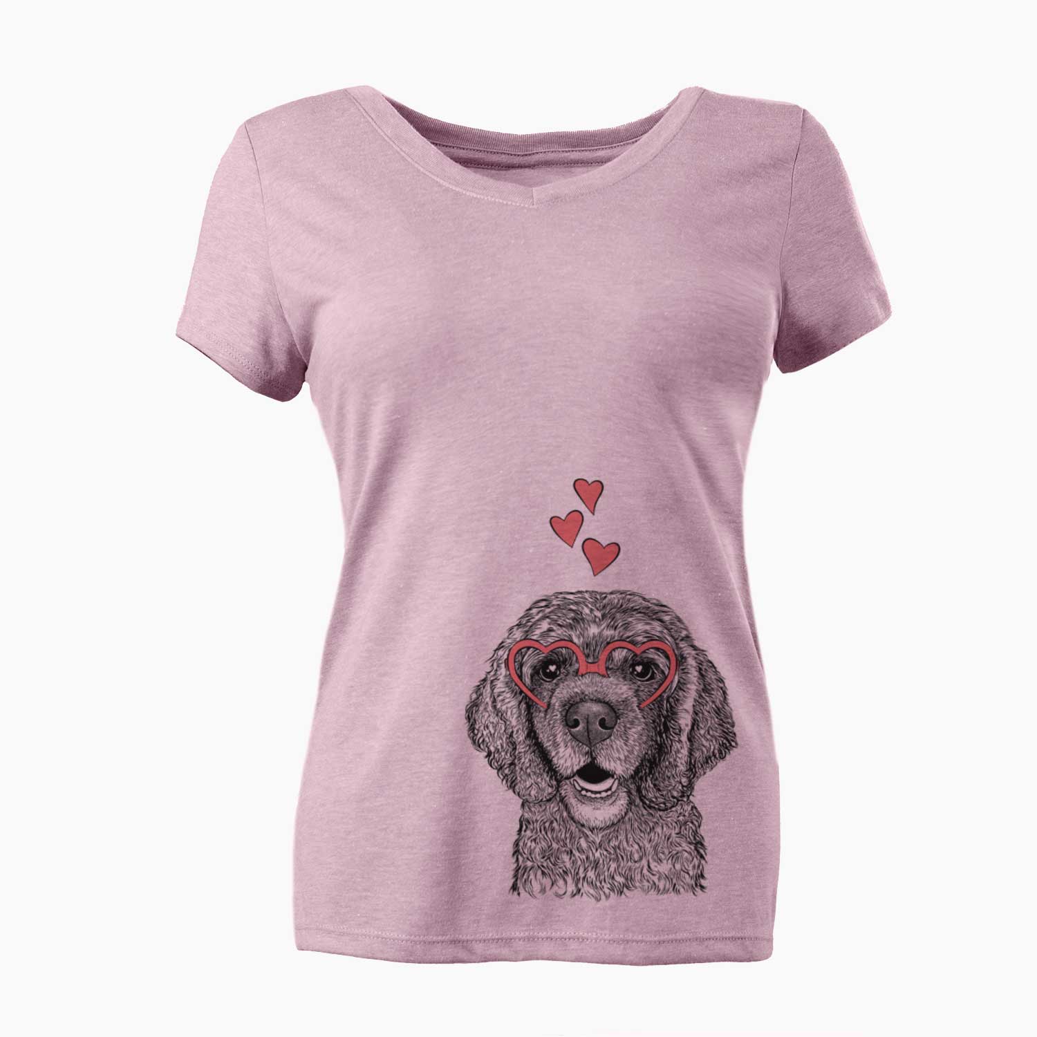 Valentine Fannie Mae the Cocker Spaniel - Women's V-neck Shirt