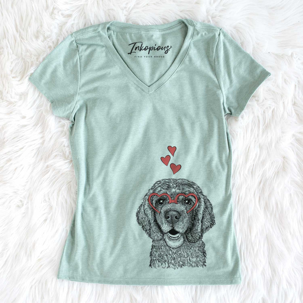 Valentine Fannie Mae the Cocker Spaniel - Women&#39;s V-neck Shirt