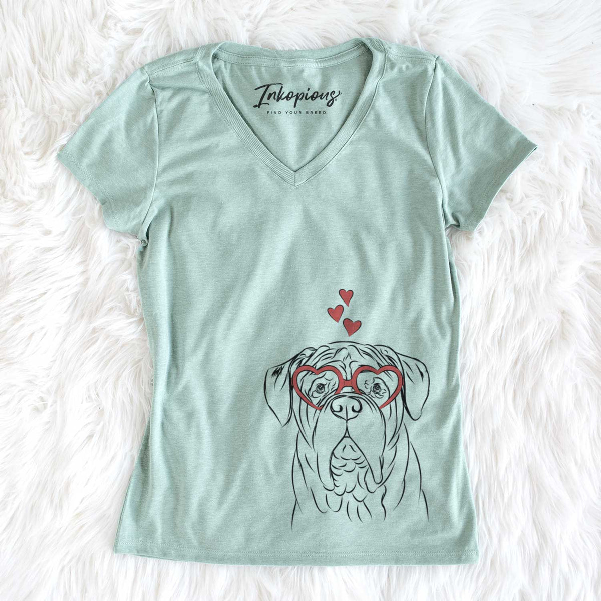 Valentine Felix the Dogue de Bordeaux - Women&#39;s V-neck Shirt