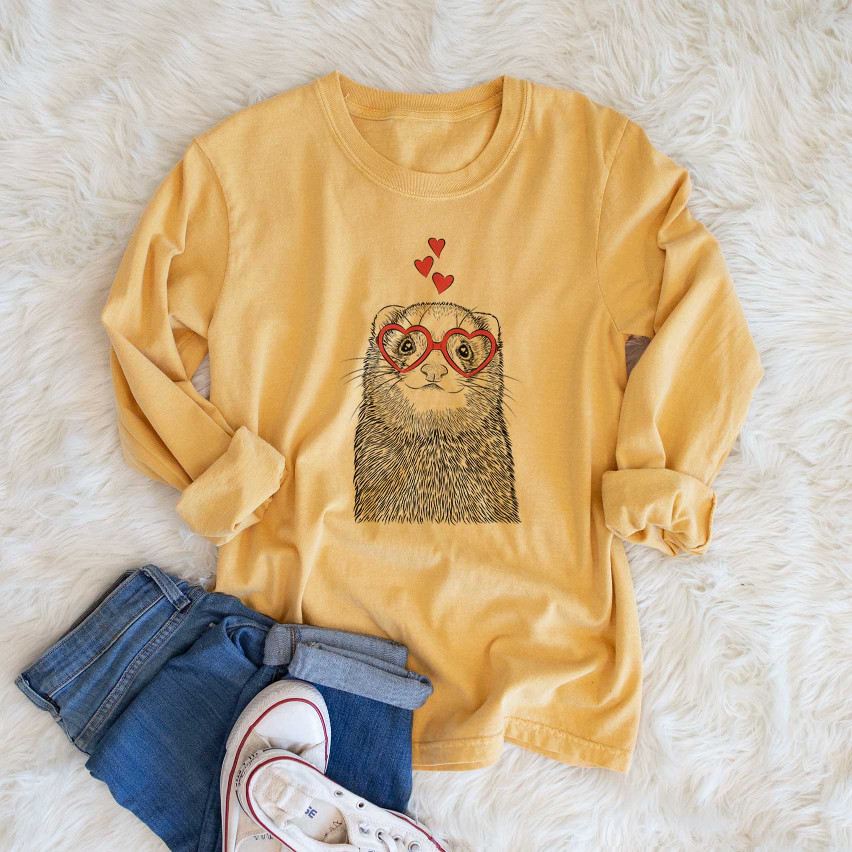 Valentine Fig the Ferret - Heavyweight 100% Cotton Long Sleeve