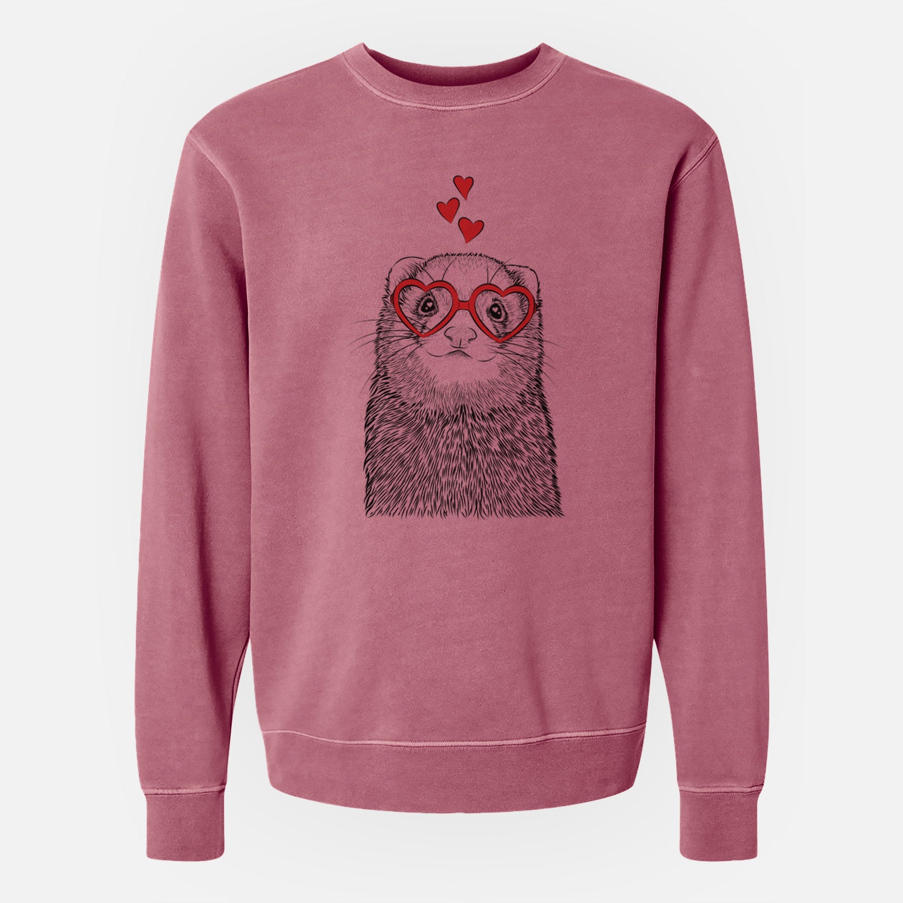 Valentine Fig the Ferret - Unisex Pigment Dyed Crew Sweatshirt