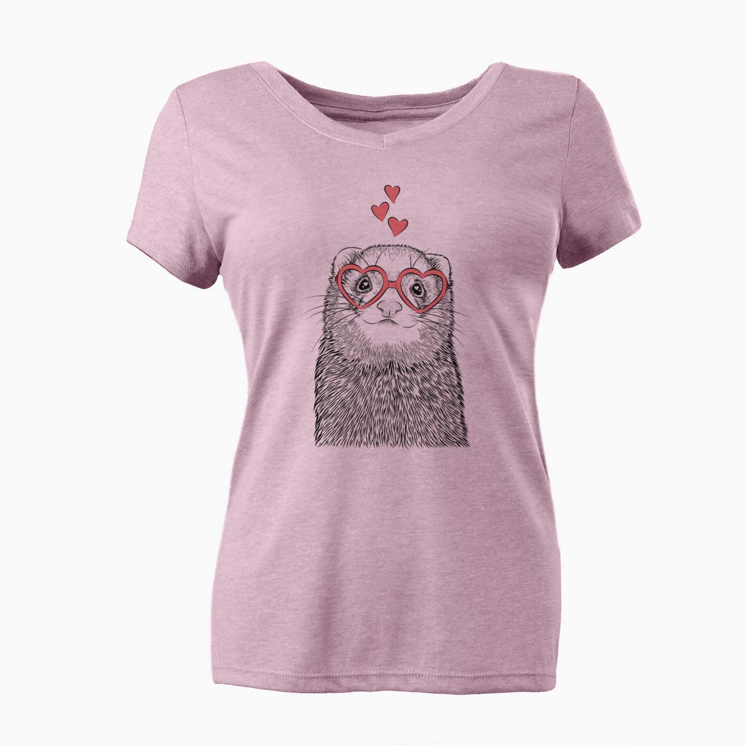 Valentine Fig the Ferret - Women's V-neck Shirt