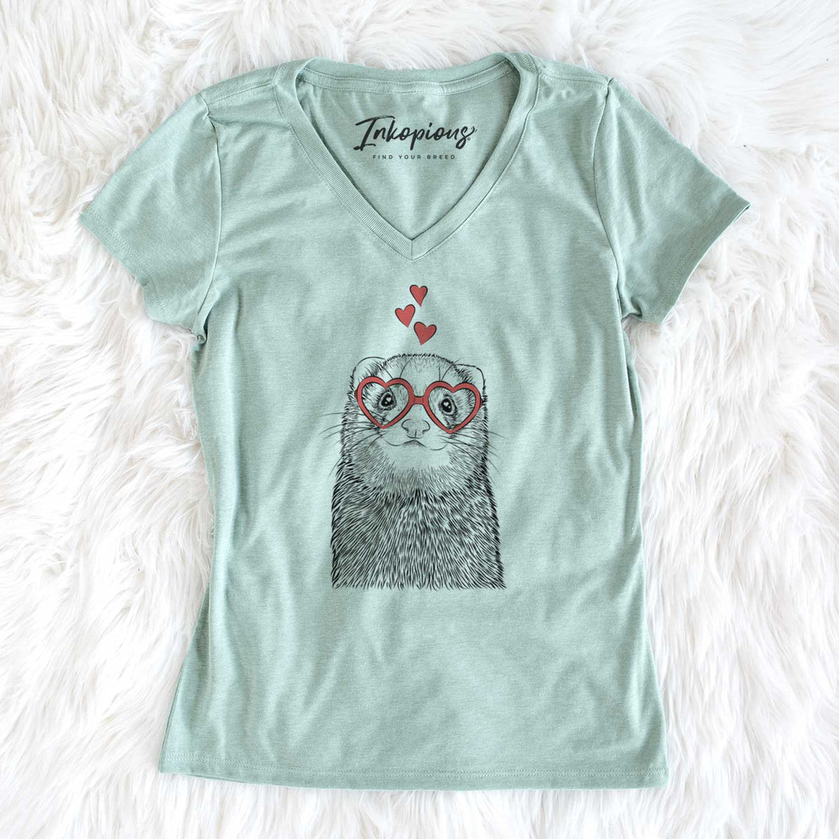 Valentine Fig the Ferret - Women's V-neck Shirt