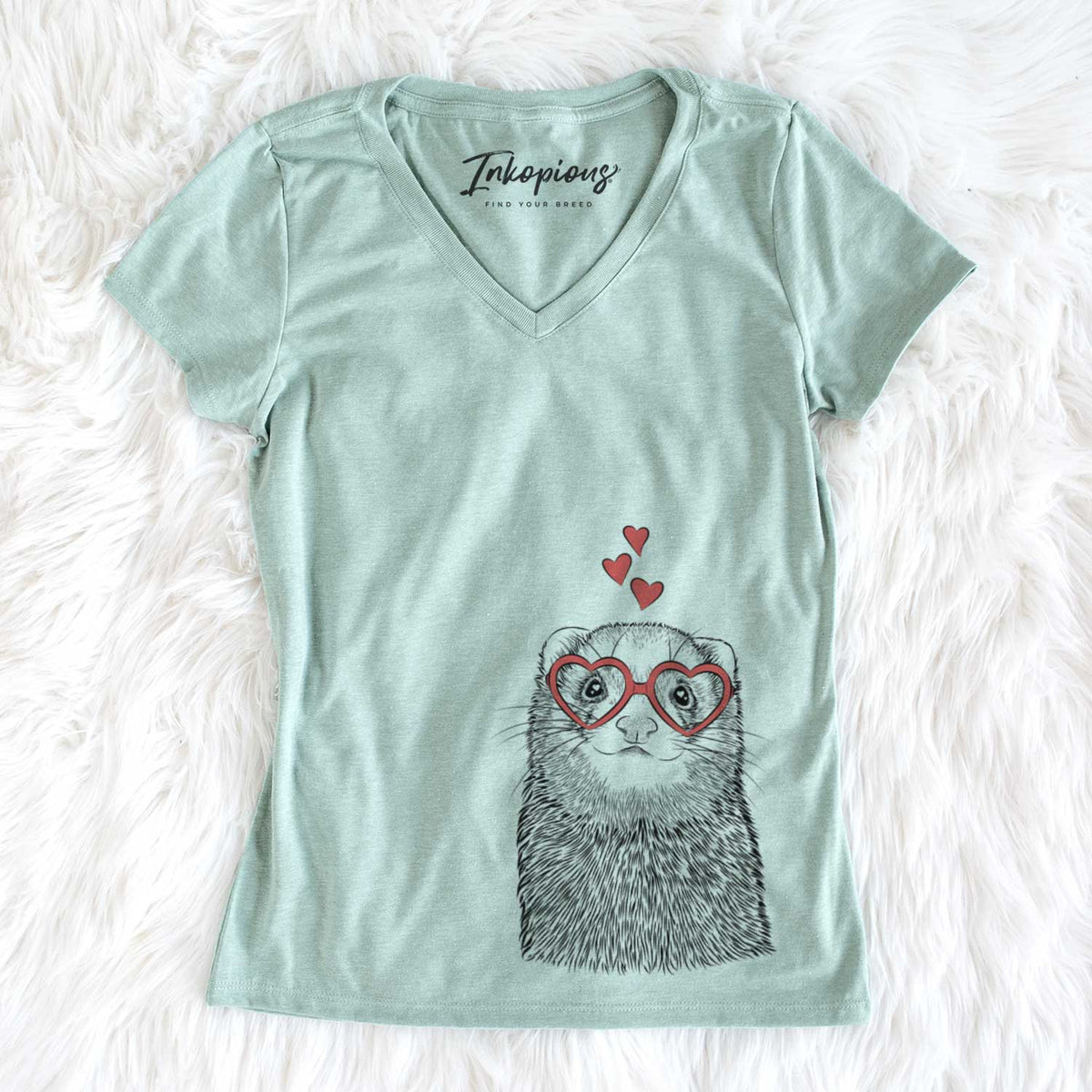 Valentine Fig the Ferret - Women&#39;s V-neck Shirt