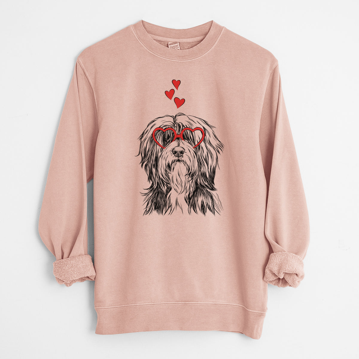 Valentine Fiji the Polish Lowland Sheepdog - Unisex Pigment Dyed Crew Sweatshirt