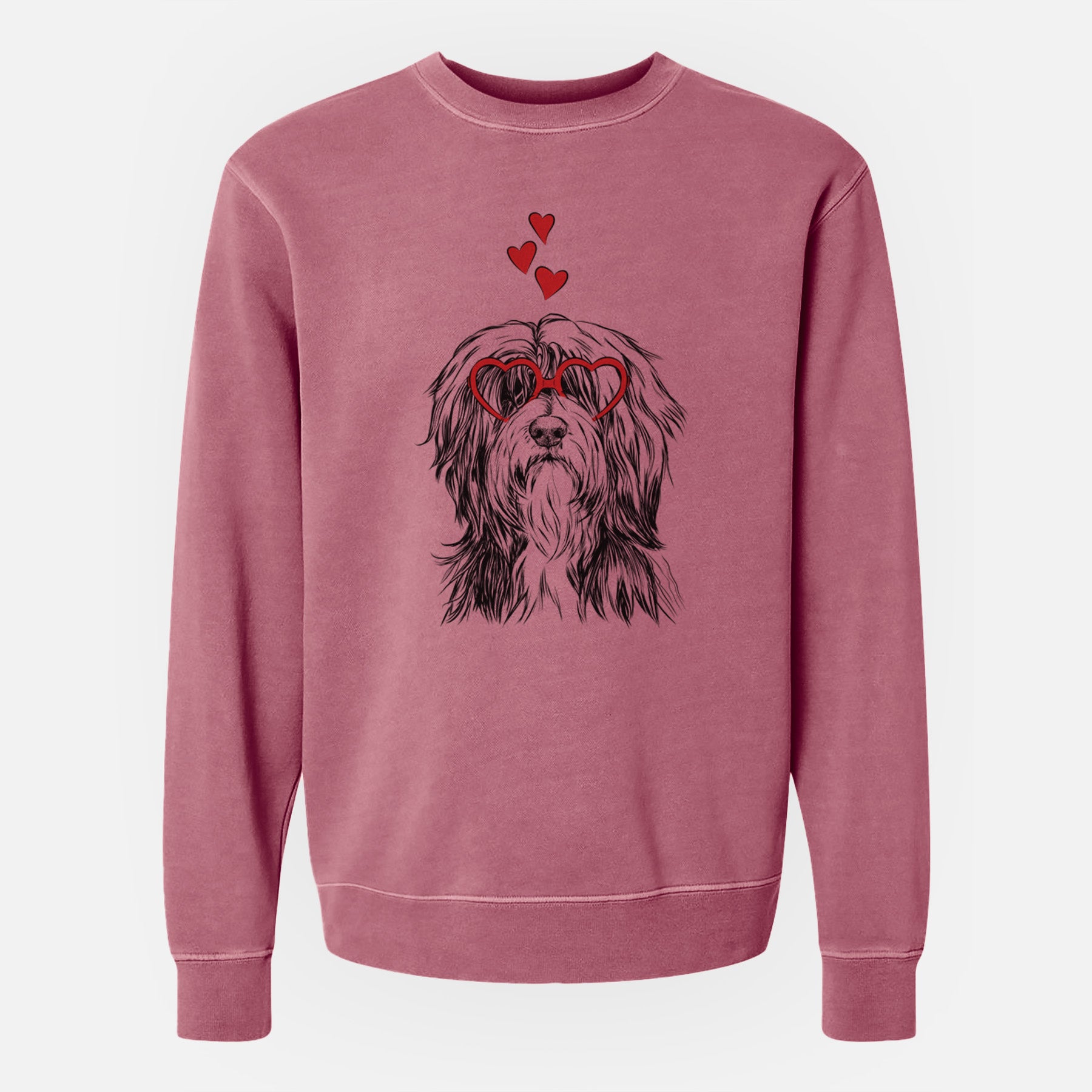 Valentine Fiji the Polish Lowland Sheepdog - Unisex Pigment Dyed Crew Sweatshirt