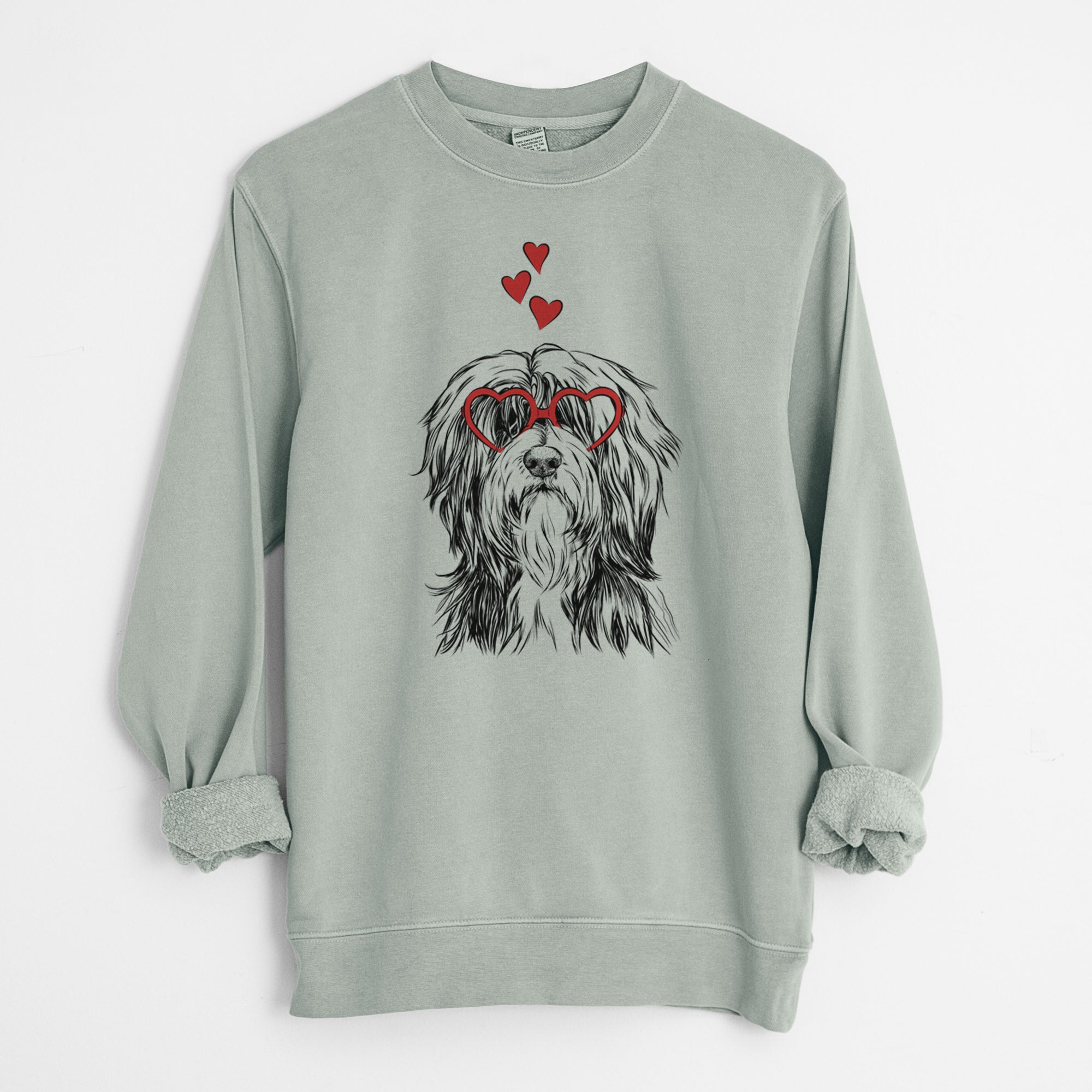 Valentine Fiji the Polish Lowland Sheepdog - Unisex Pigment Dyed Crew Sweatshirt