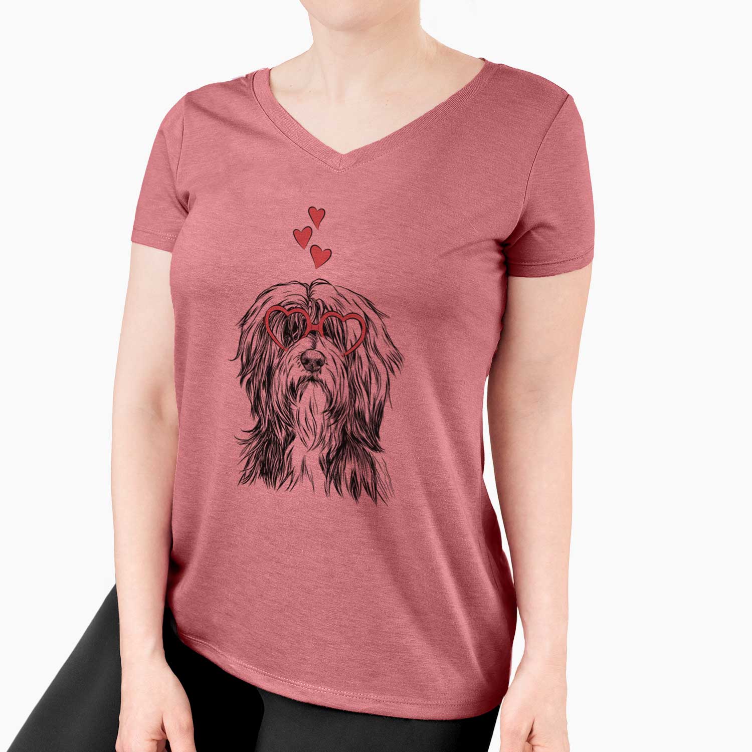 Valentine Fiji the Polish Lowland Sheepdog - Women's V-neck Shirt