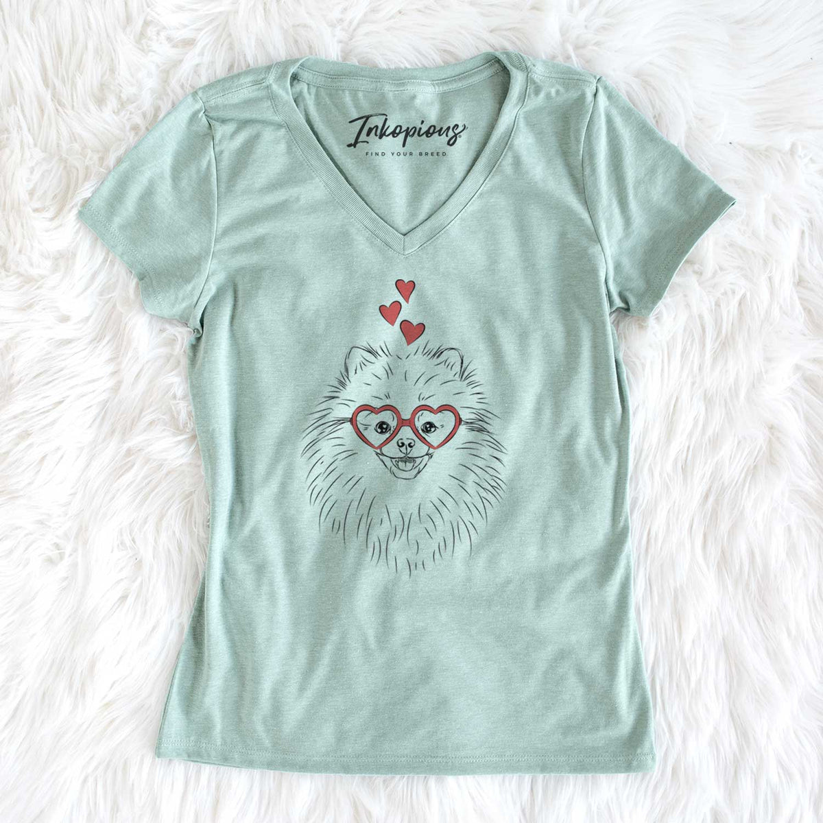 Valentine Finn the Pomeranian - Women's V-neck Shirt