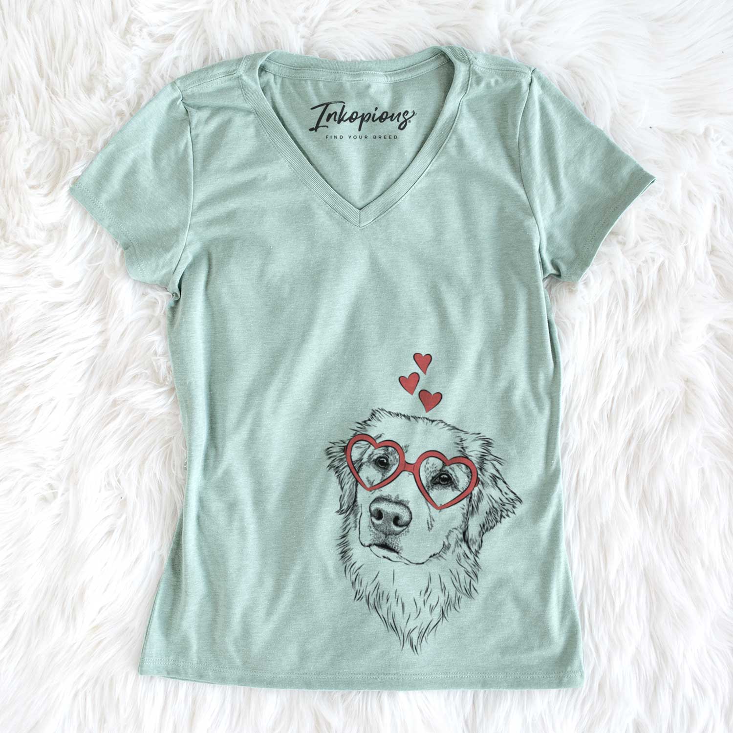 Valentine Fiona the Golden Retriever - Women's V-neck Shirt