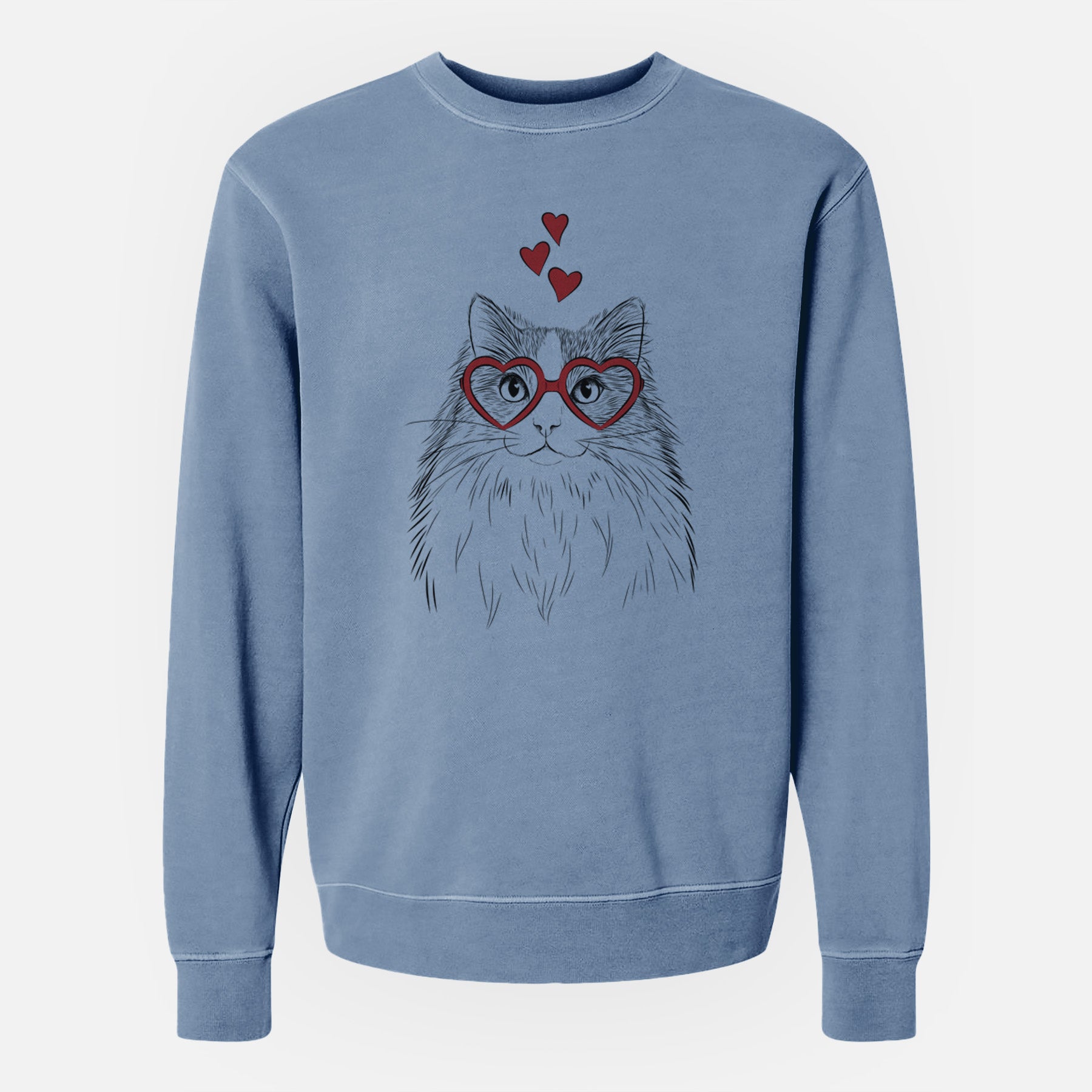 Valentine Fiona the Ragdoll Cat - Unisex Pigment Dyed Crew Sweatshirt