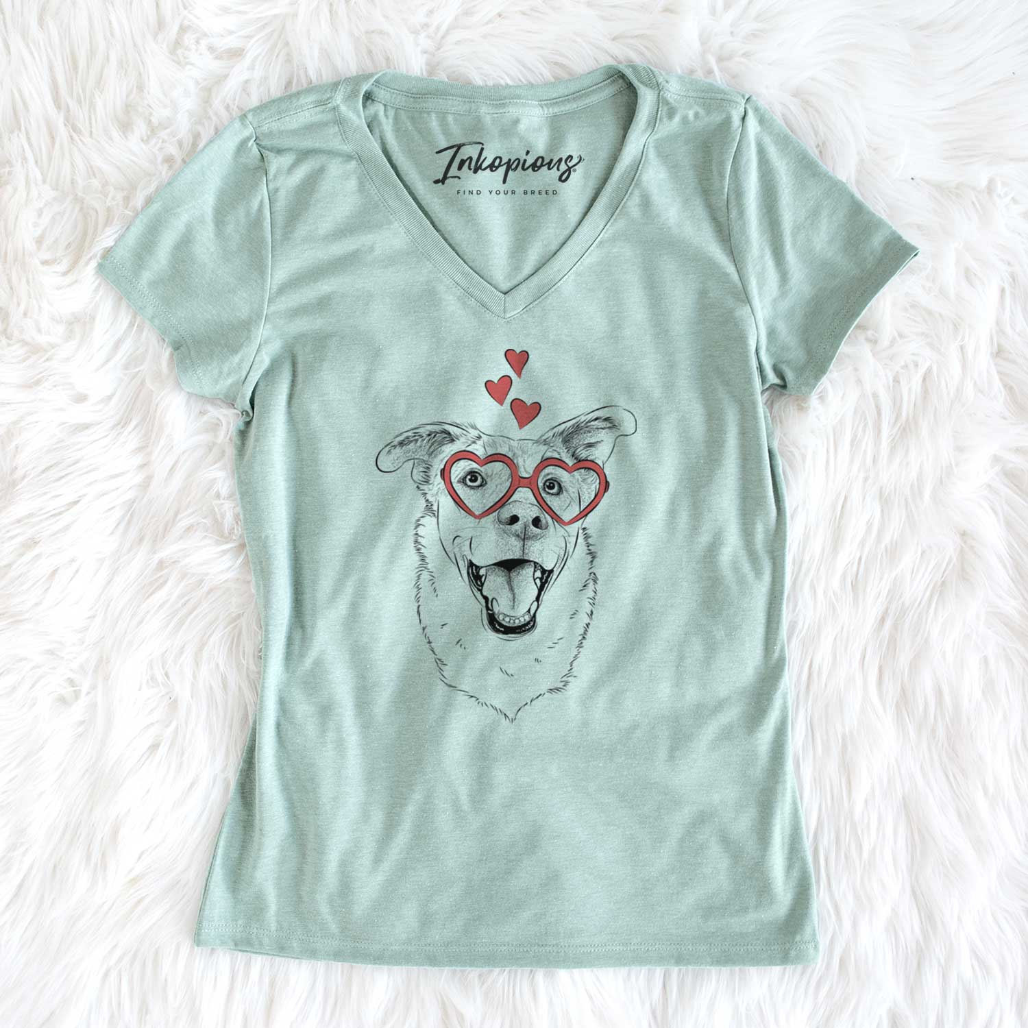 Valentine Fira the Saint Bernard Husky Mix - Women's V-neck Shirt