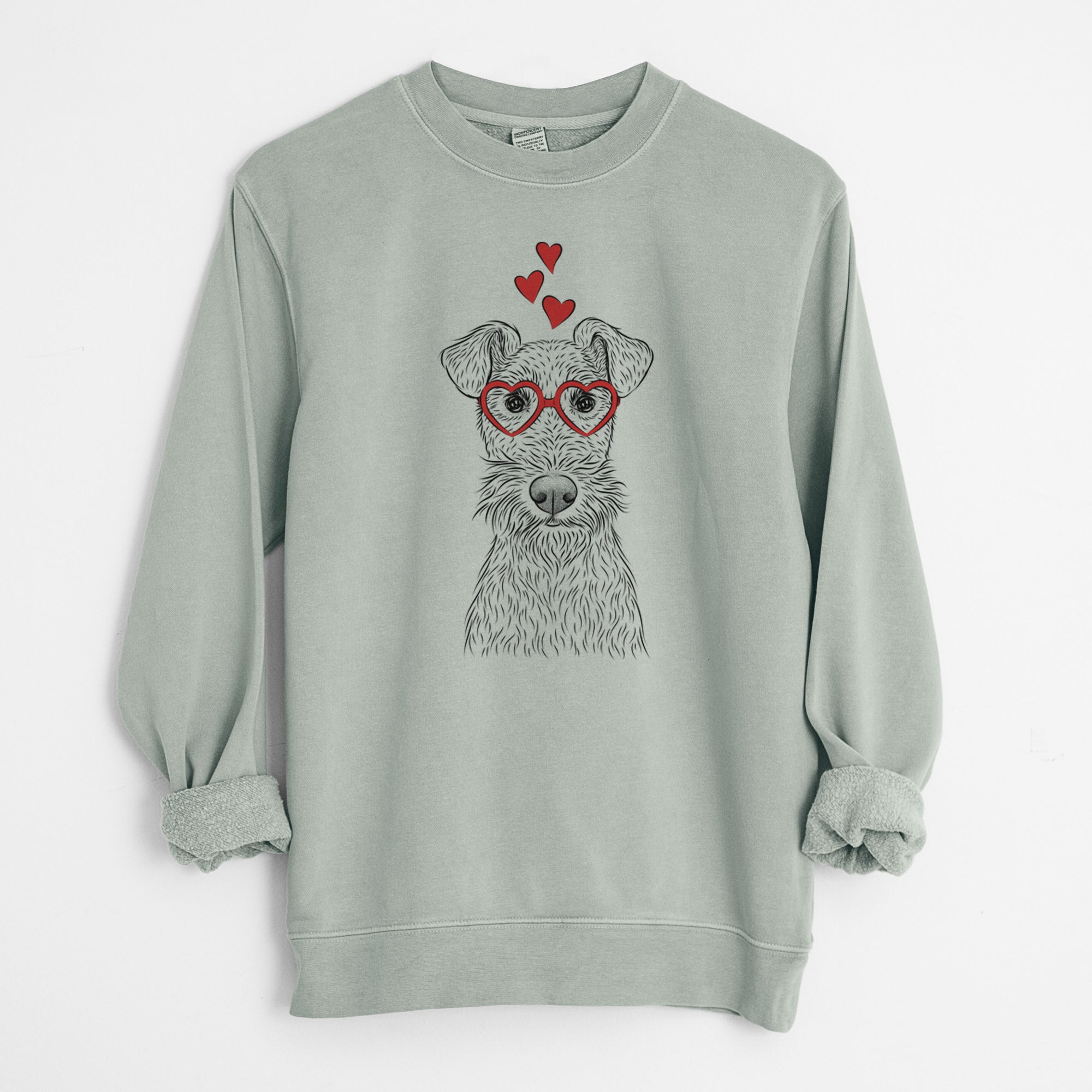 Valentine Fitz the Wire Fox Terrier - Unisex Pigment Dyed Crew Sweatshirt