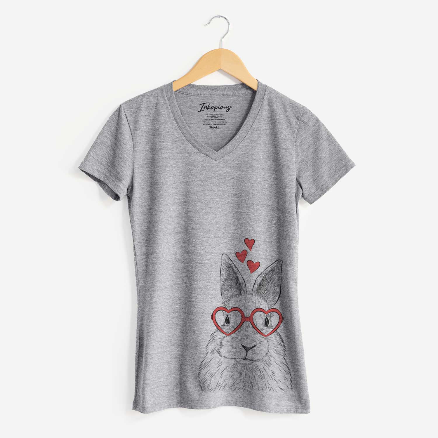 Valentine Flower the Rex Rabbit - Women's V-neck Shirt