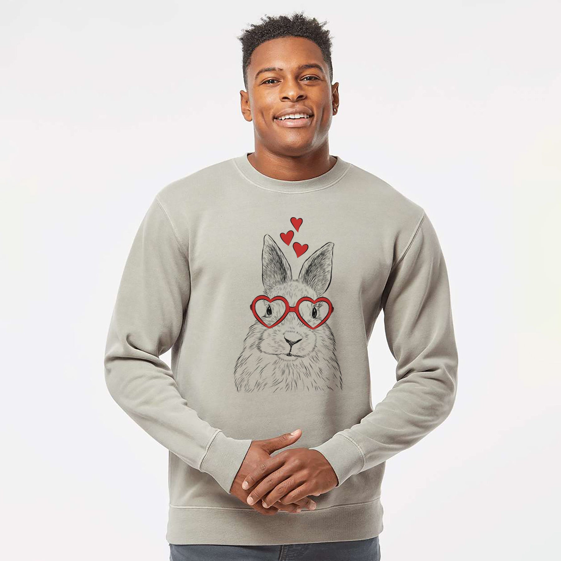 Valentine Flower the Rex Rabbit - Unisex Pigment Dyed Crew Sweatshirt