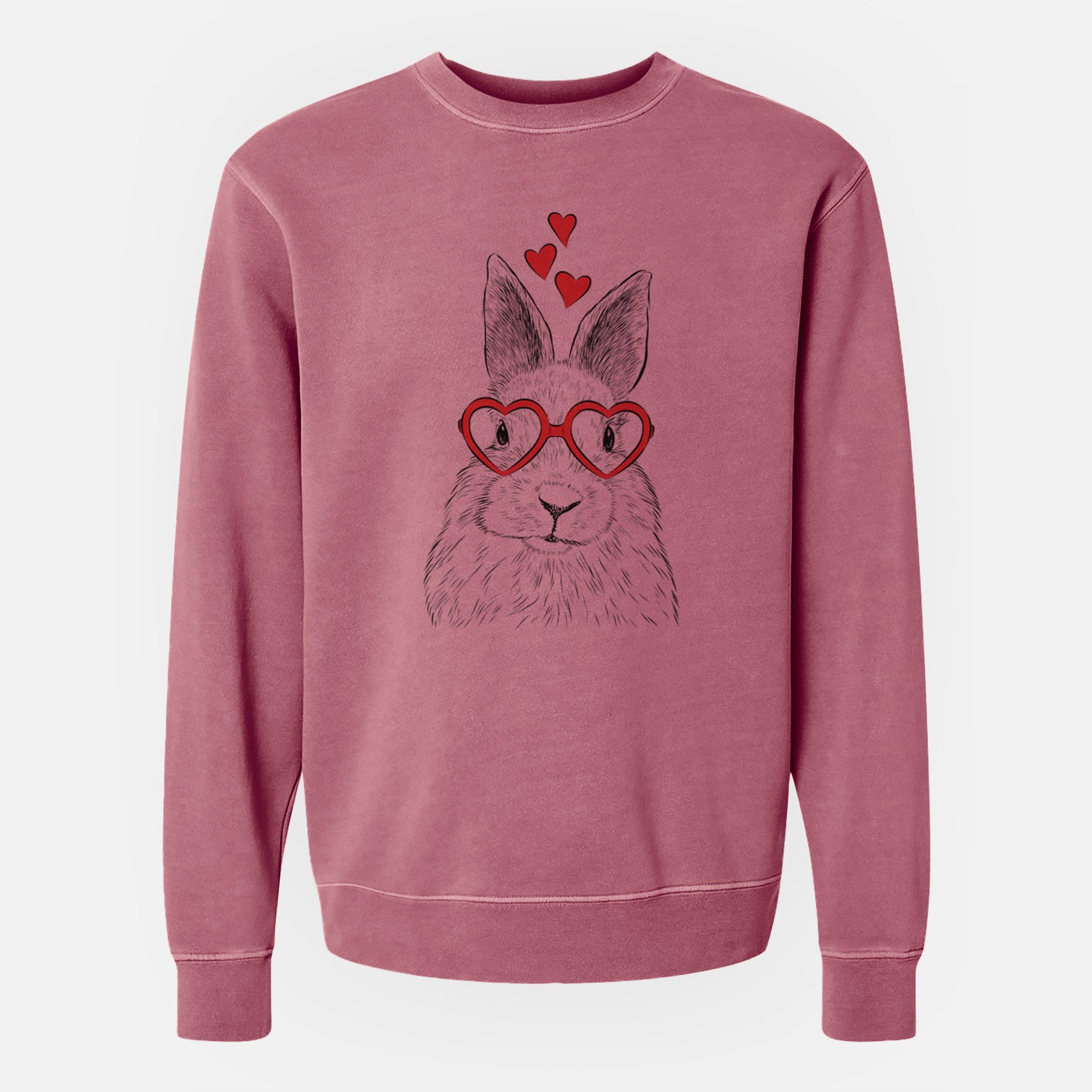 Valentine Flower the Rex Rabbit - Unisex Pigment Dyed Crew Sweatshirt