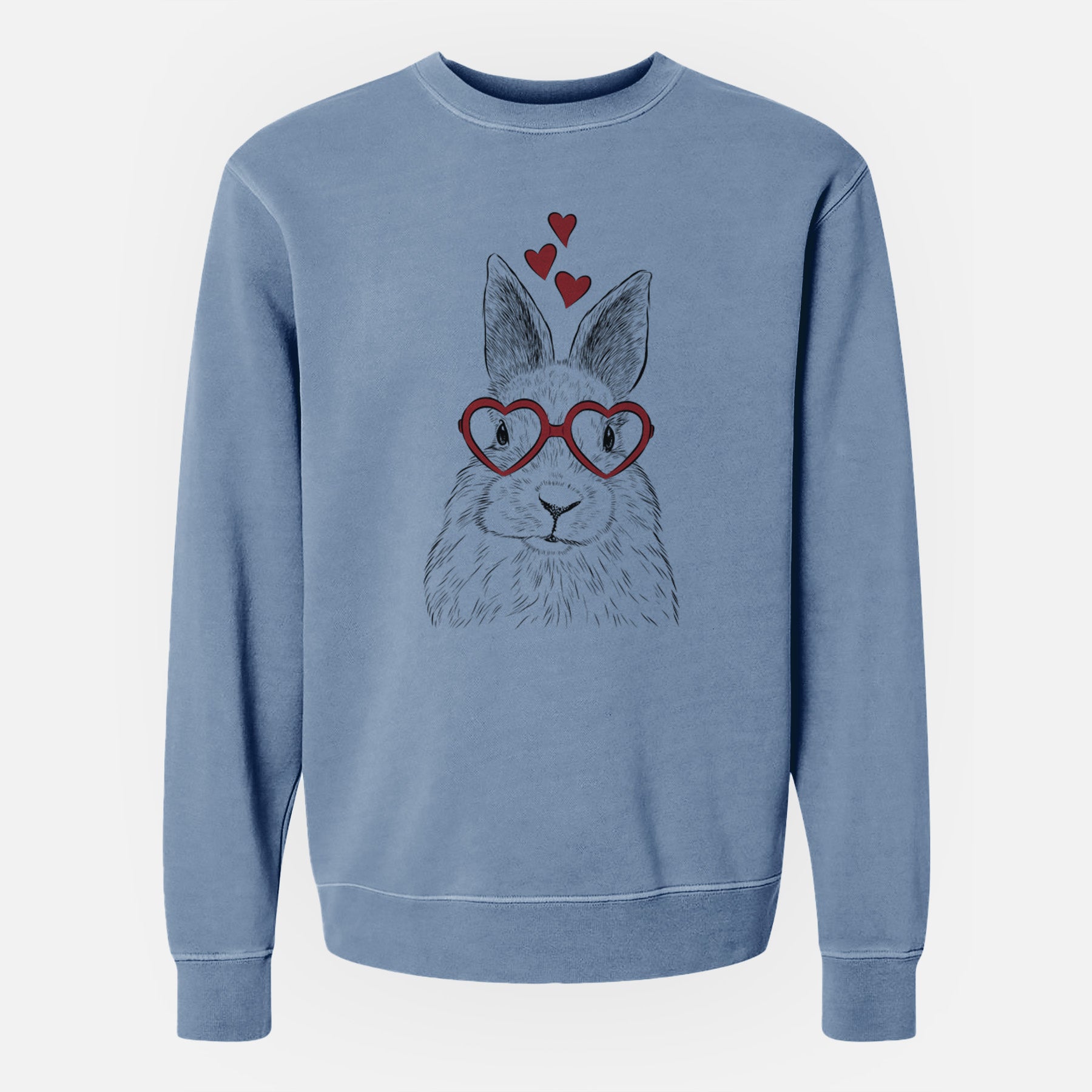 Valentine Flower the Rex Rabbit - Unisex Pigment Dyed Crew Sweatshirt