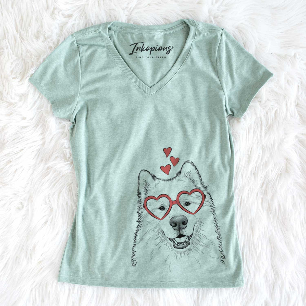 Valentine Foster the Samoyed - Women&#39;s V-neck Shirt