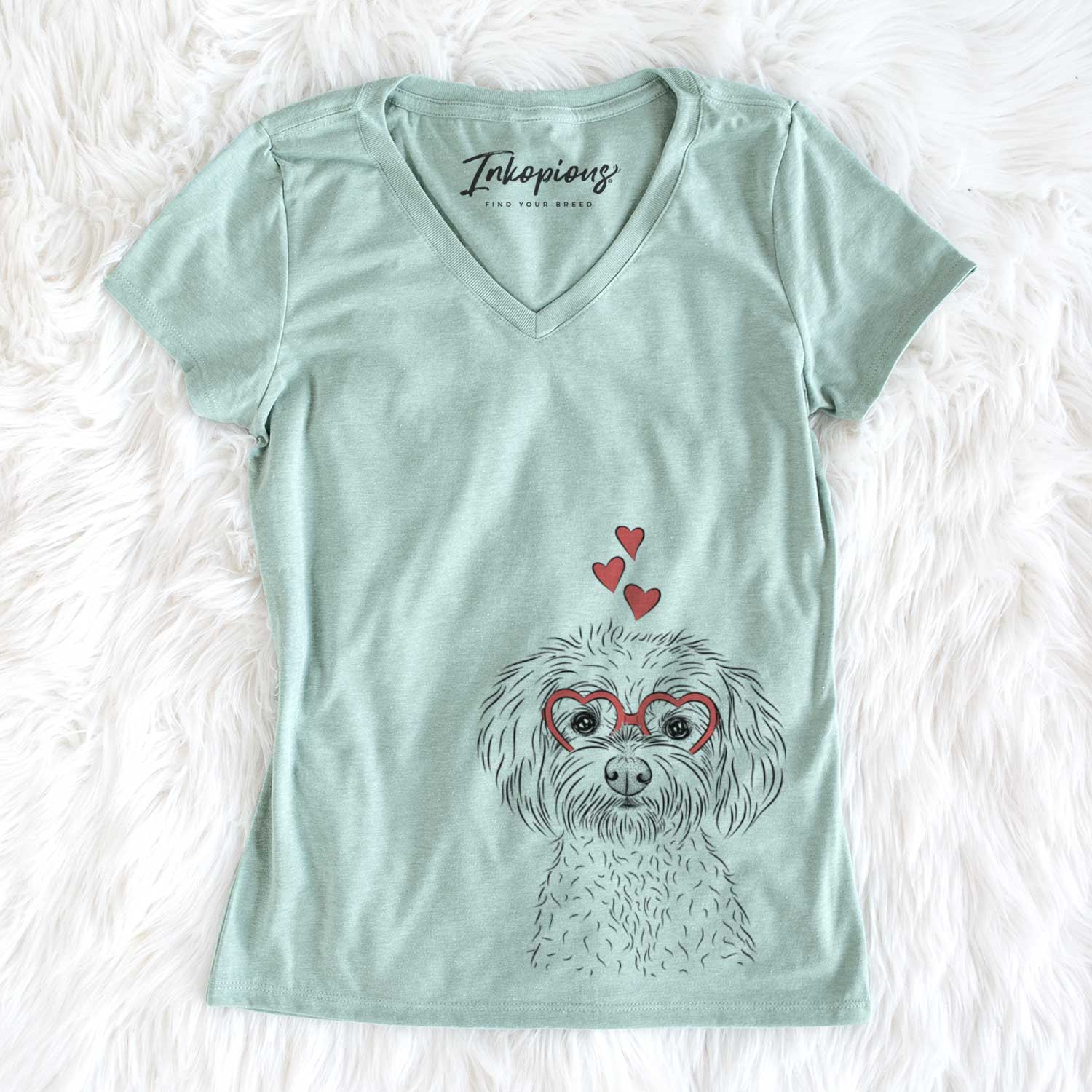 Valentine Francesca the Maltipoo - Women's V-neck Shirt