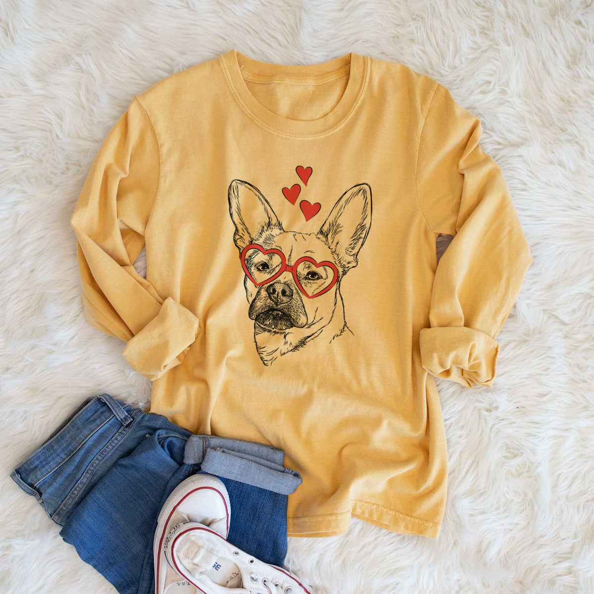 Valentine Frankie the Mixed Breed - Heavyweight 100% Cotton Long Sleeve