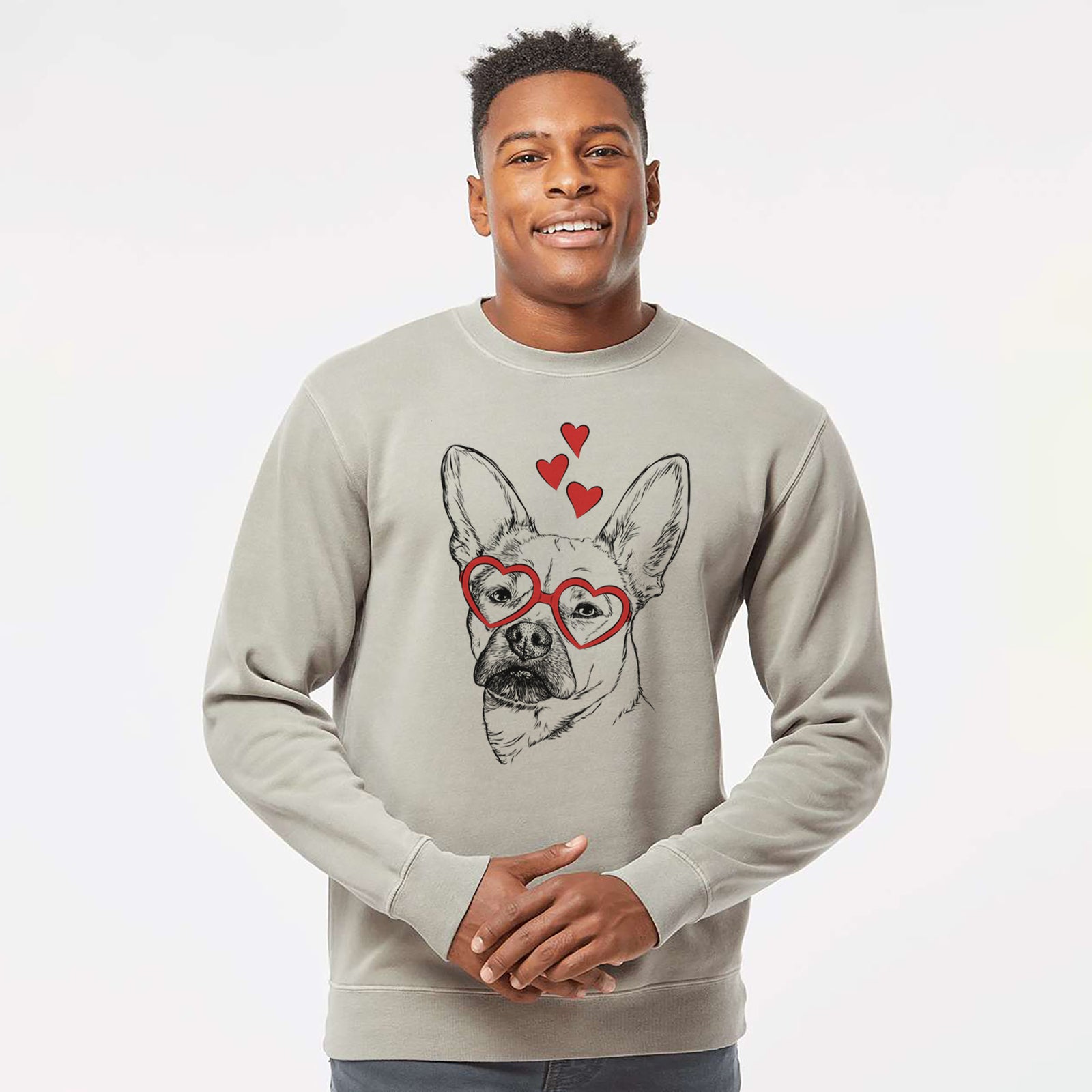 Valentine Frankie the Mixed Breed - Unisex Pigment Dyed Crew Sweatshirt