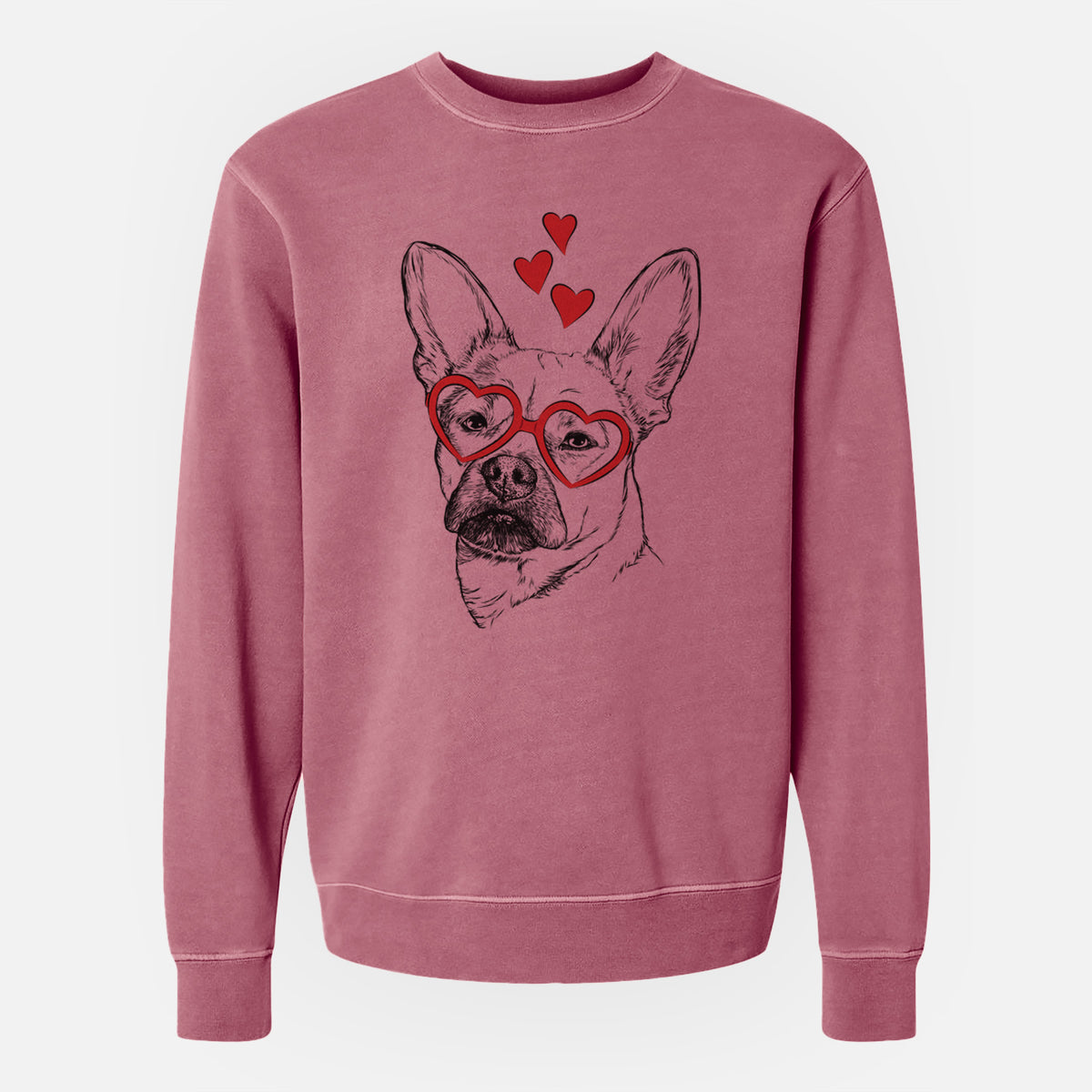 Valentine Frankie the Mixed Breed - Unisex Pigment Dyed Crew Sweatshirt