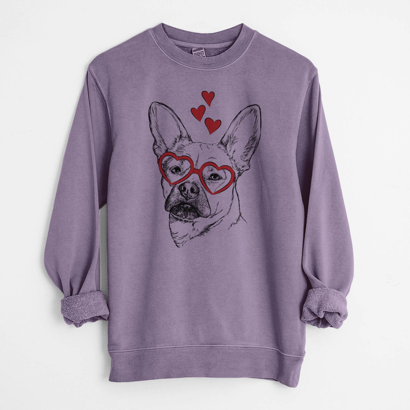 Valentine Frankie the Mixed Breed - Unisex Pigment Dyed Crew Sweatshirt