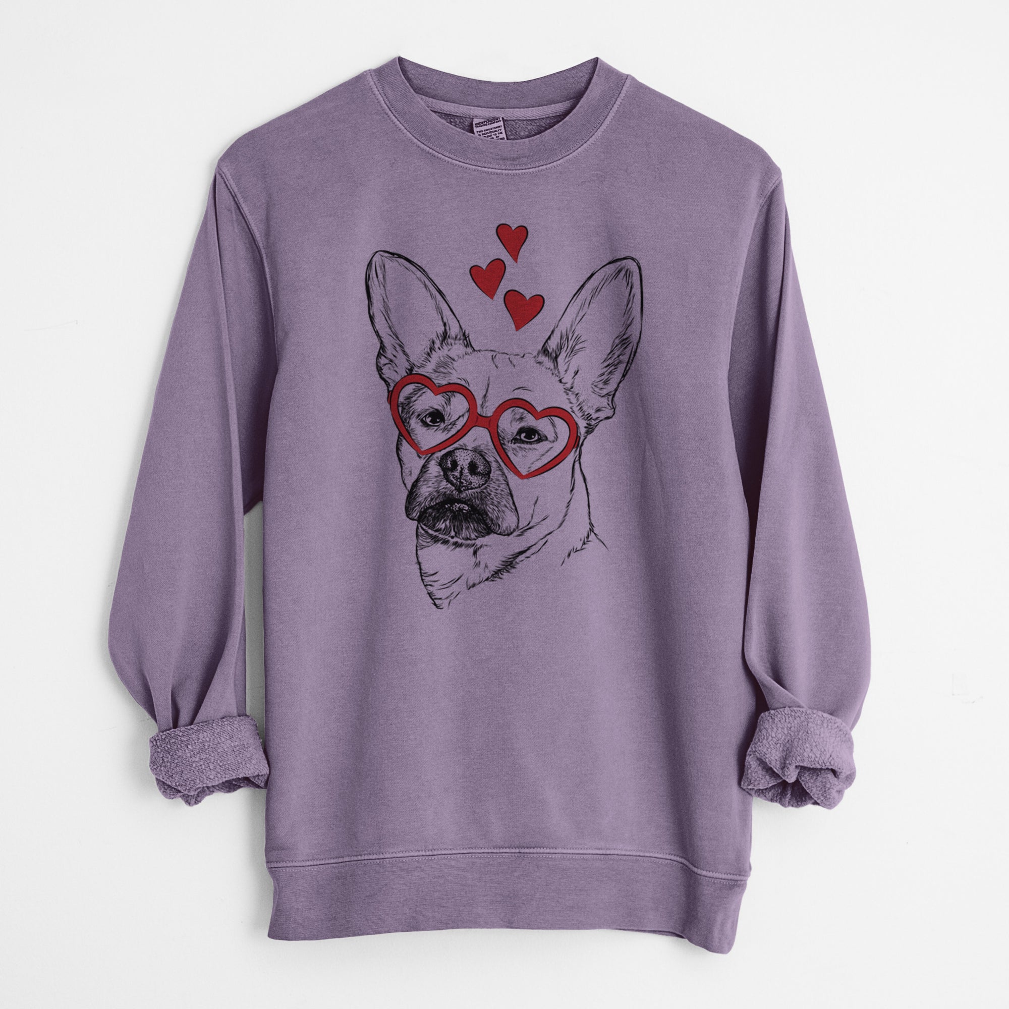 Valentine Frankie the Mixed Breed - Unisex Pigment Dyed Crew Sweatshirt