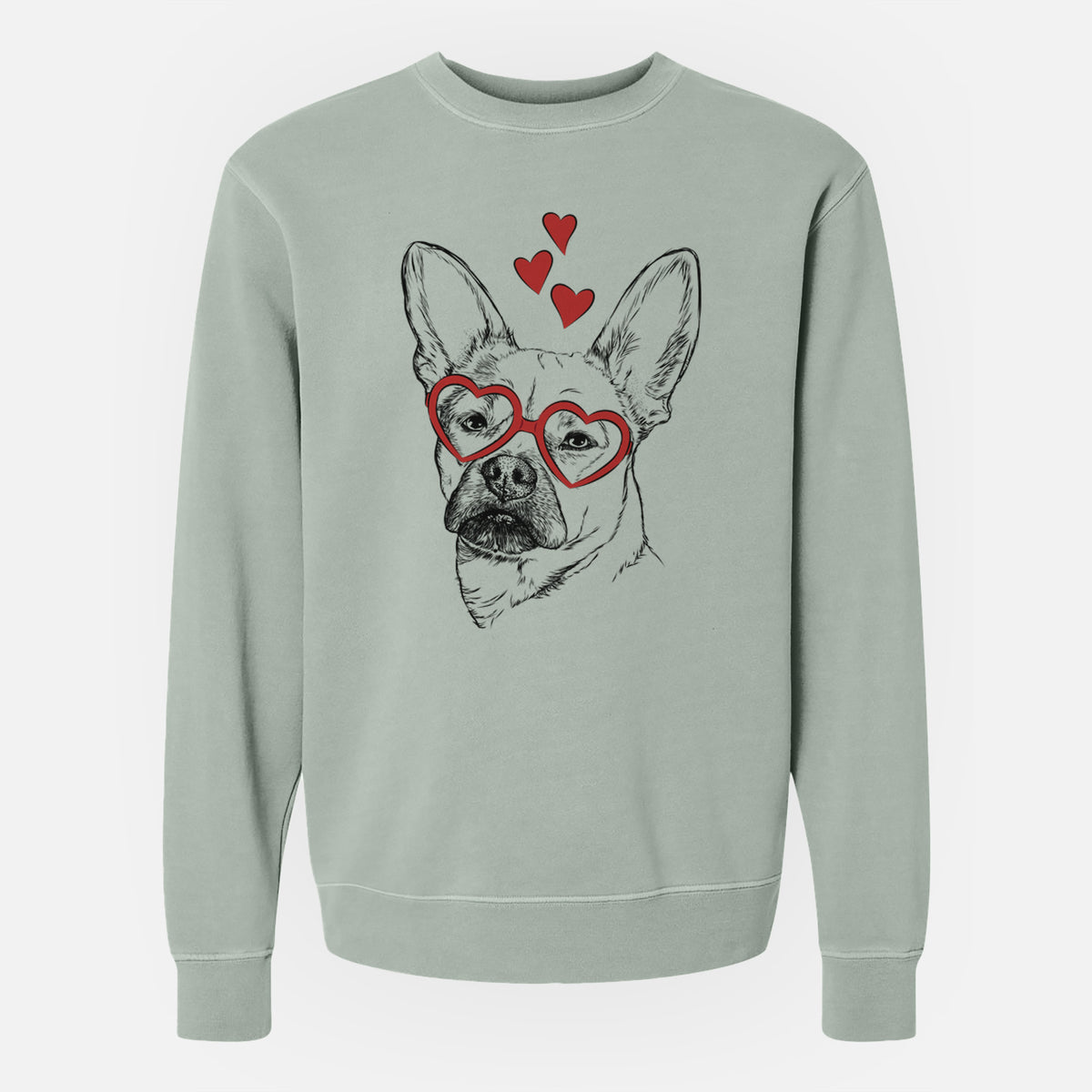 Valentine Frankie the Mixed Breed - Unisex Pigment Dyed Crew Sweatshirt