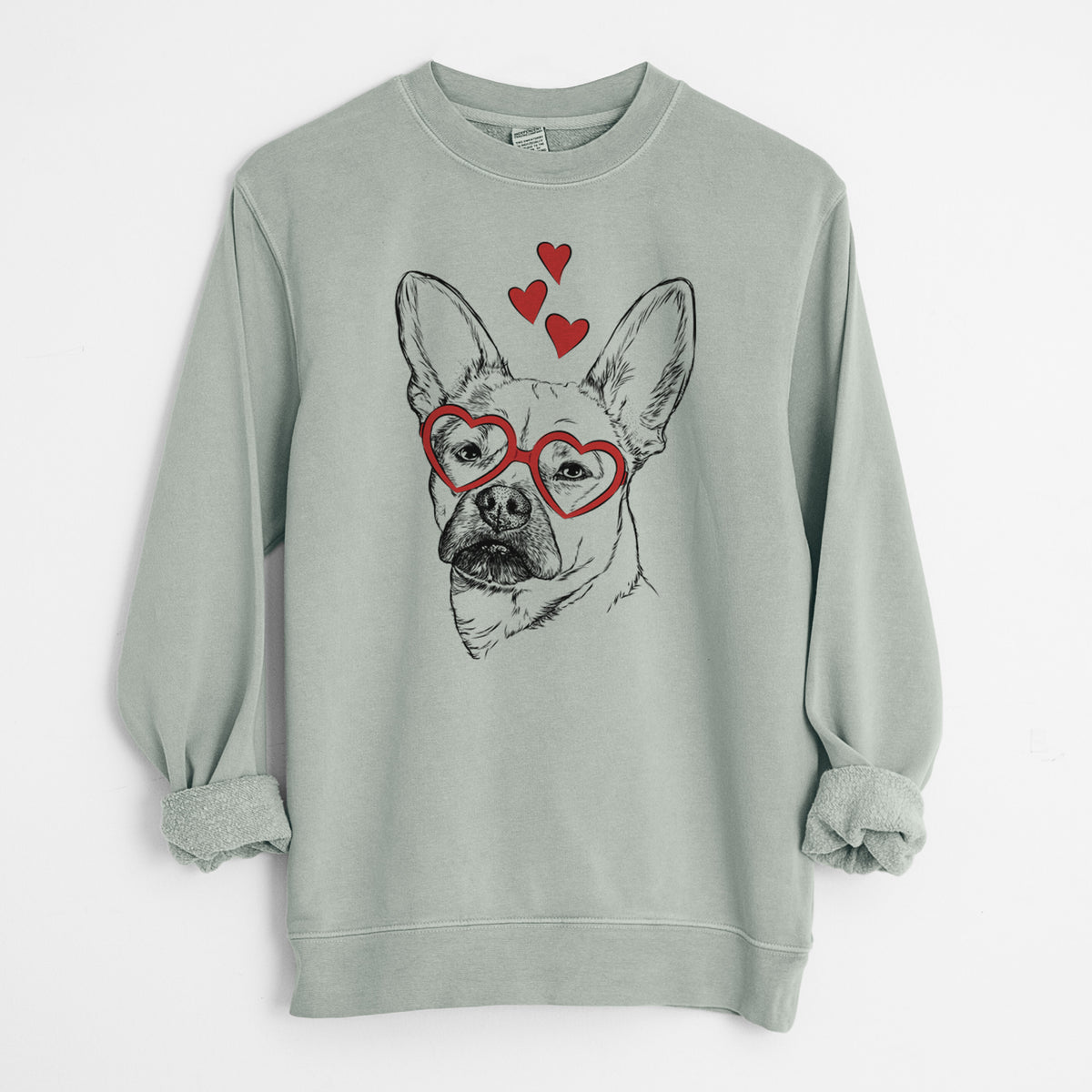 Valentine Frankie the Mixed Breed - Unisex Pigment Dyed Crew Sweatshirt