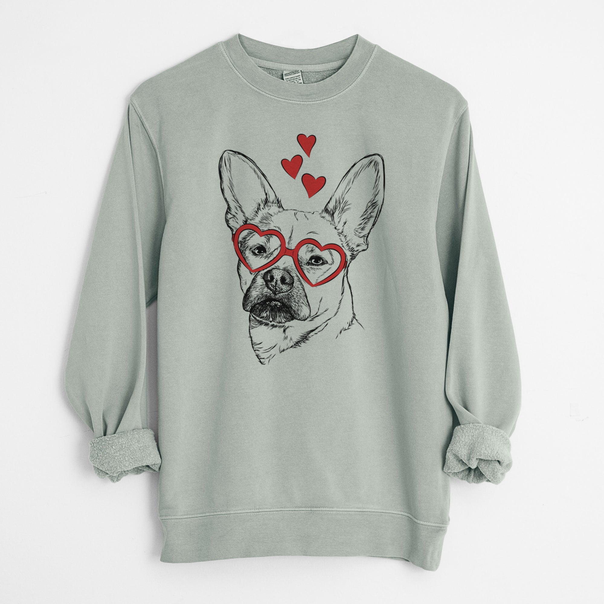 Valentine Frankie the Mixed Breed - Unisex Pigment Dyed Crew Sweatshirt