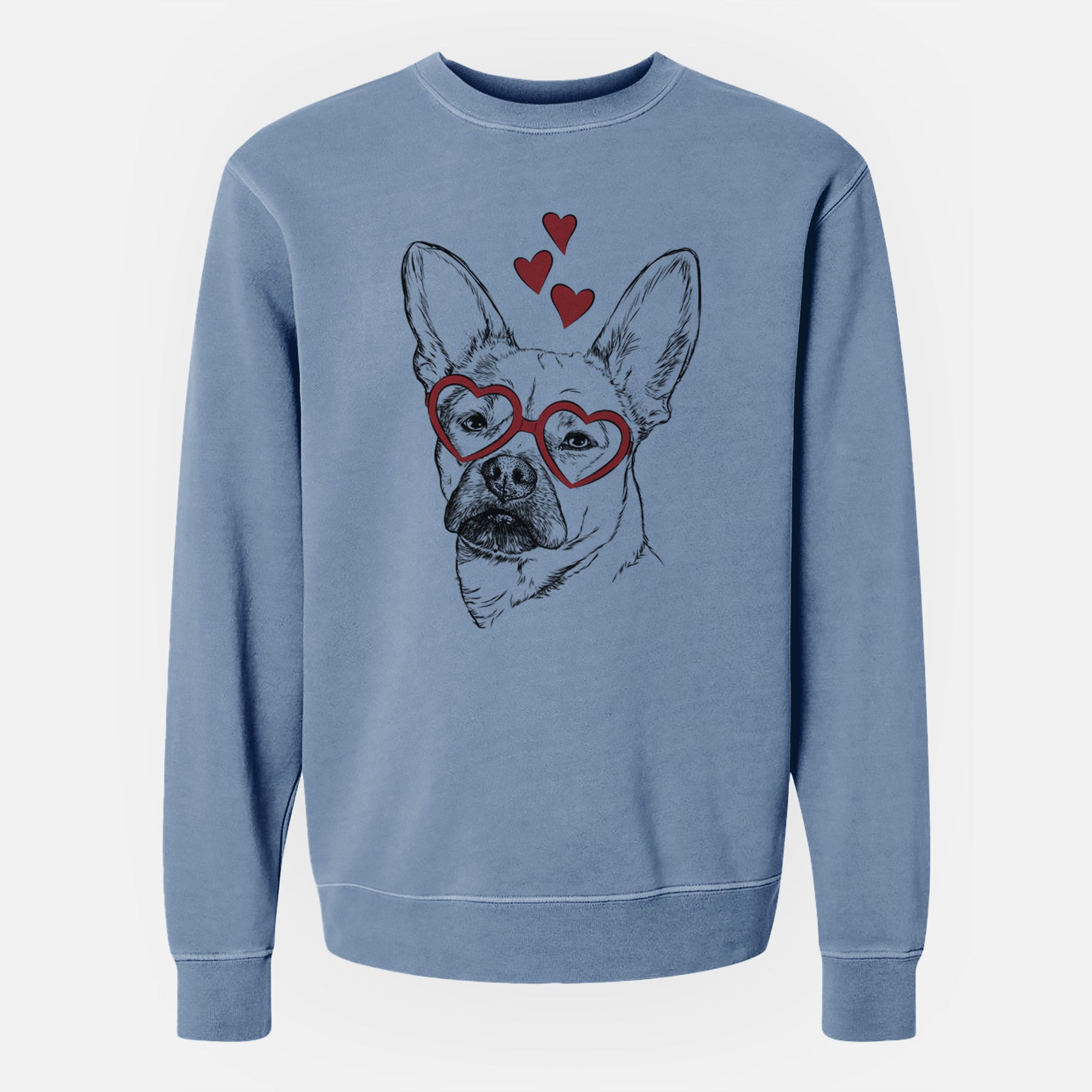 Valentine Frankie the Mixed Breed - Unisex Pigment Dyed Crew Sweatshirt