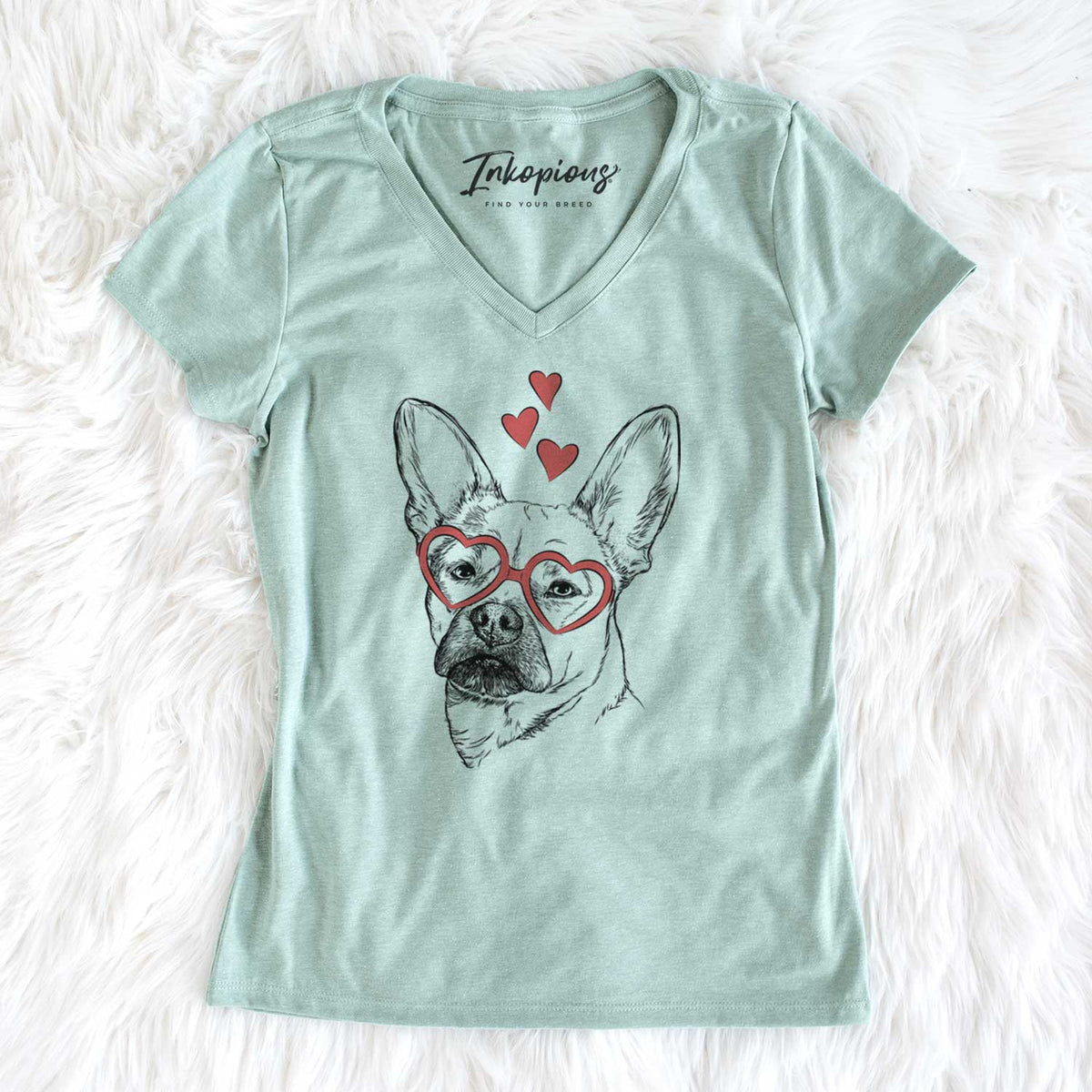 Valentine Frankie the Mixed Breed - Women's V-neck Shirt