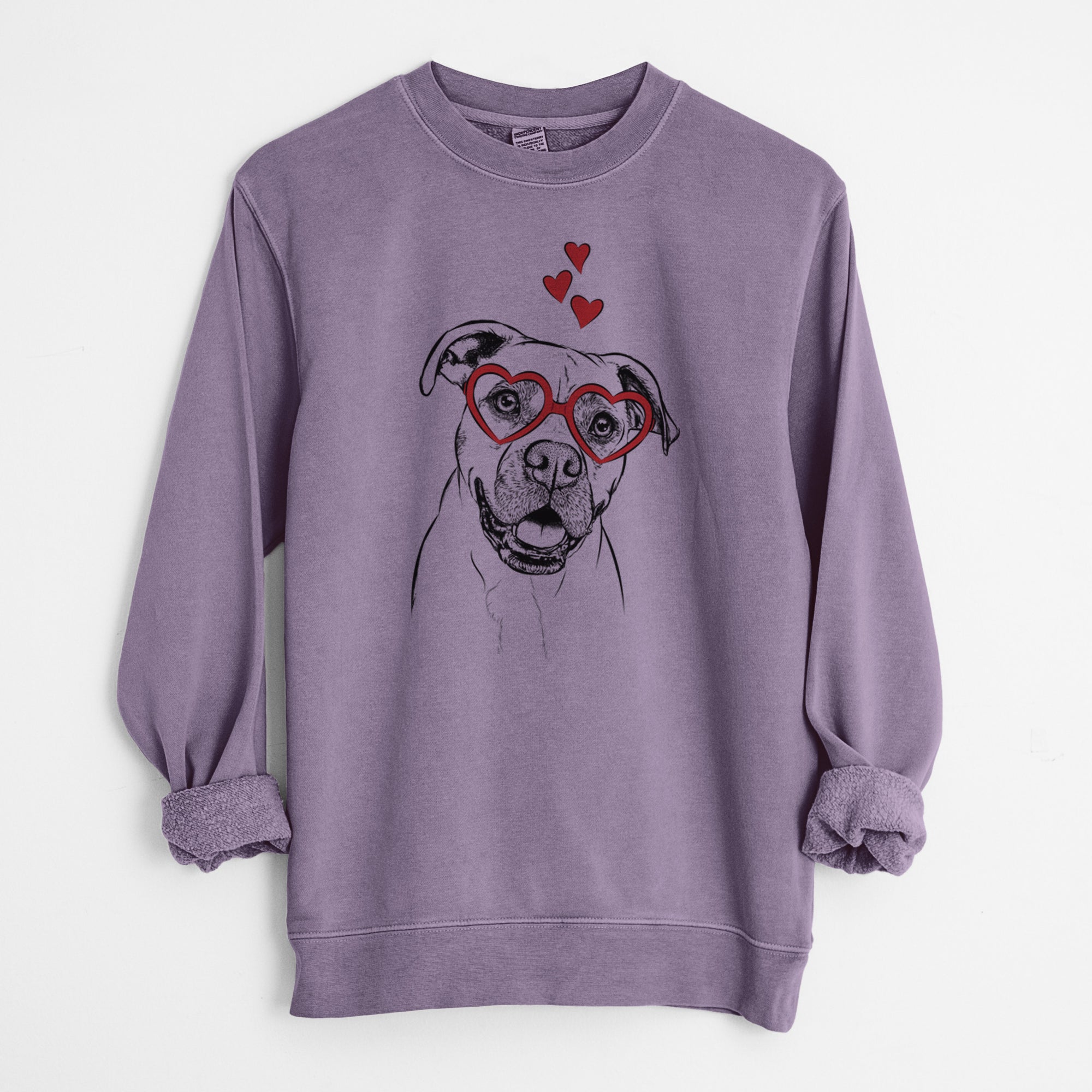 Valentine Frankie Tankie the Boxer Mix - Unisex Pigment Dyed Crew Sweatshirt