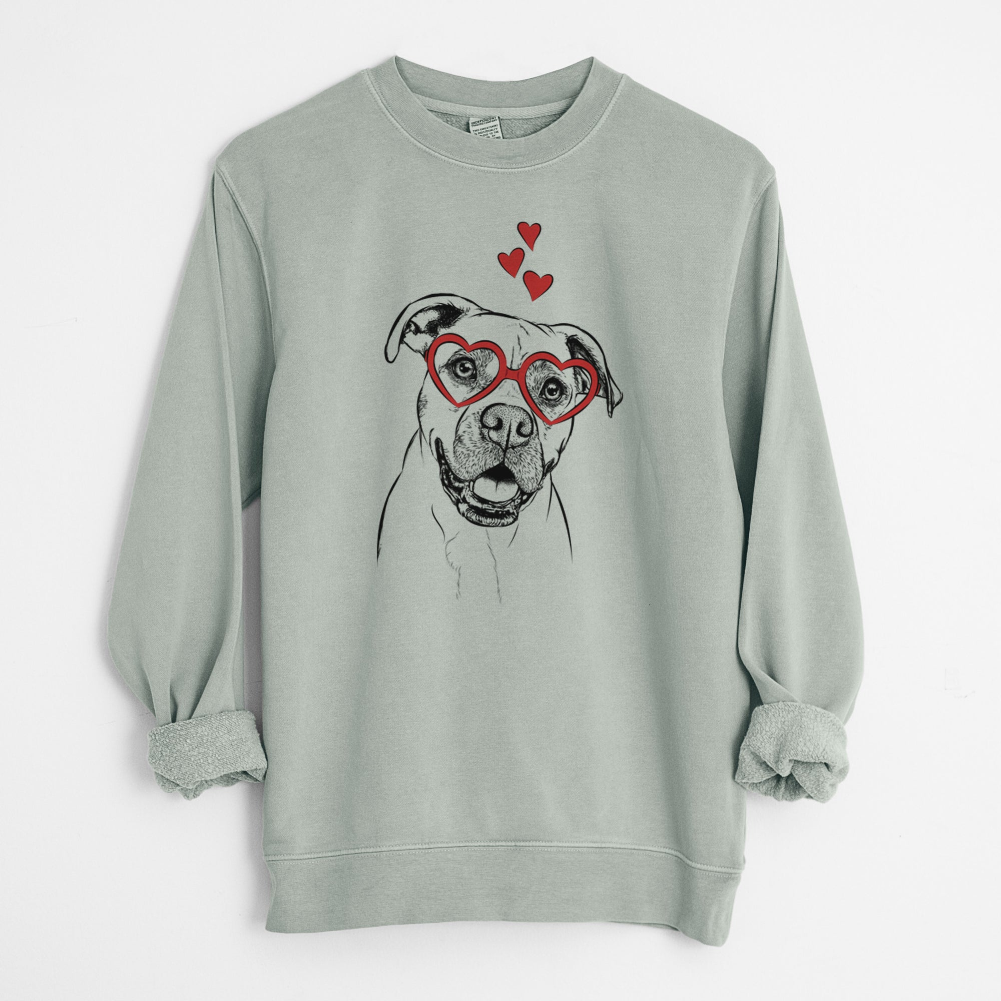 Valentine Frankie Tankie the Boxer Mix - Unisex Pigment Dyed Crew Sweatshirt