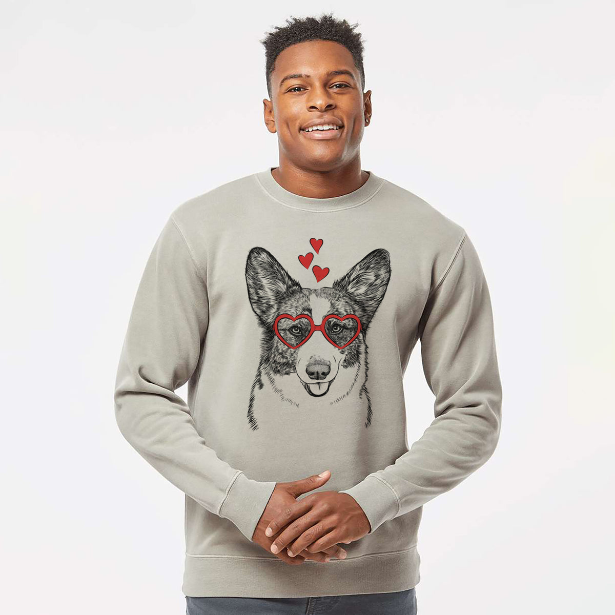 Valentine Gabby the Cardigan Welsh Corgi - Unisex Pigment Dyed Crew Sweatshirt